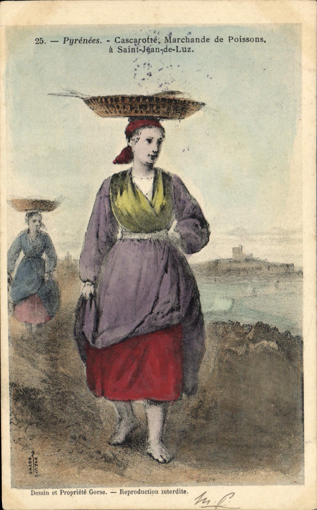 CPA Folklore Pyrenees Cacarotte Marchande de poissons a Saint Jean de Luz 