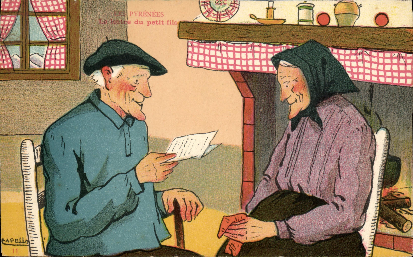 CPA Folklore Pyrenees La lettre du petit fils 