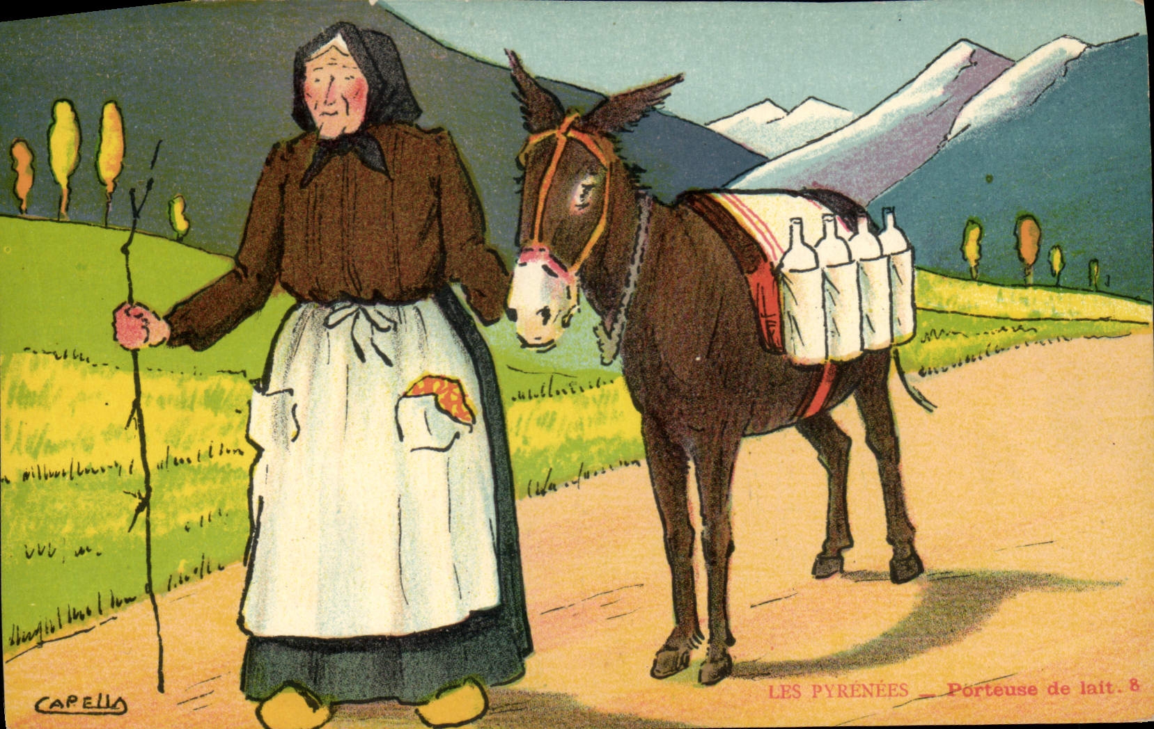 CPA Folklore Pyrenees Porteuse de lait 