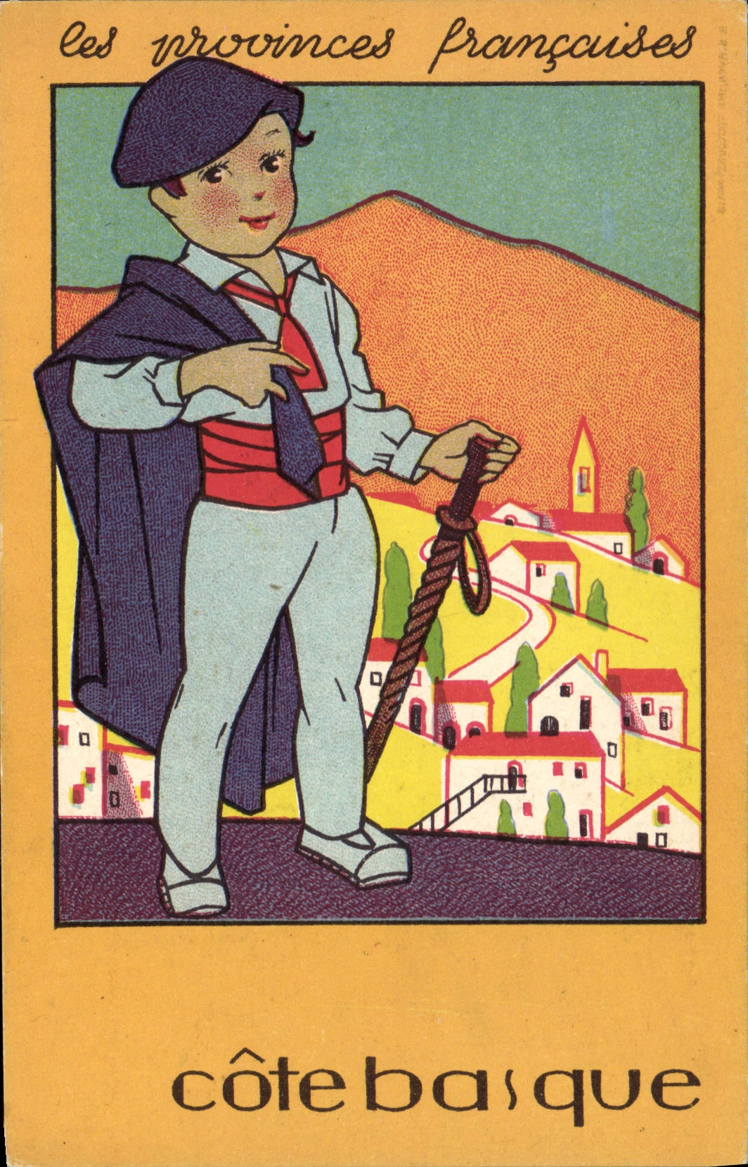 CPA Folklore Cote basque Chaussures Raoul Marseille Rue Cannebiere 