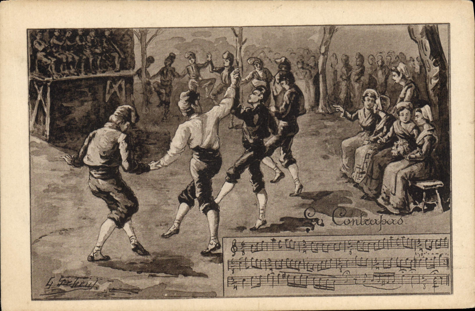 VINTAGE POSTCARD Folklore the contrepas