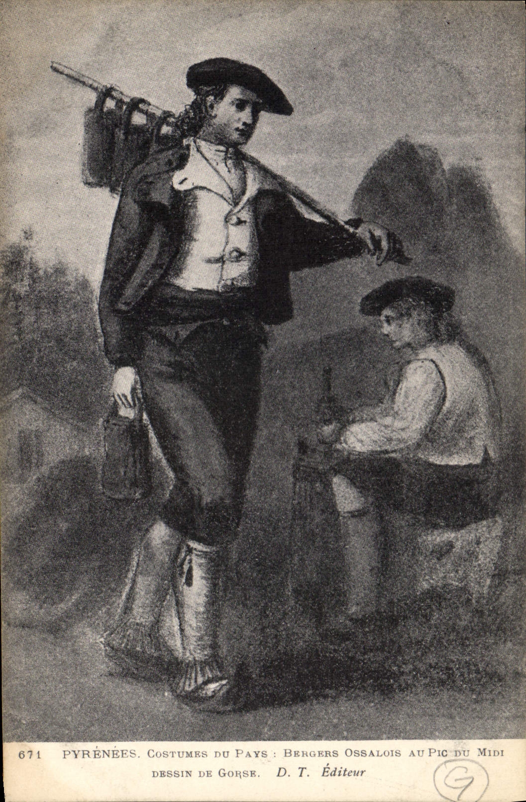 CPA Folklore Pyrenees Costumes du pays Bergers Ossalois du Pic du Midi Gorse