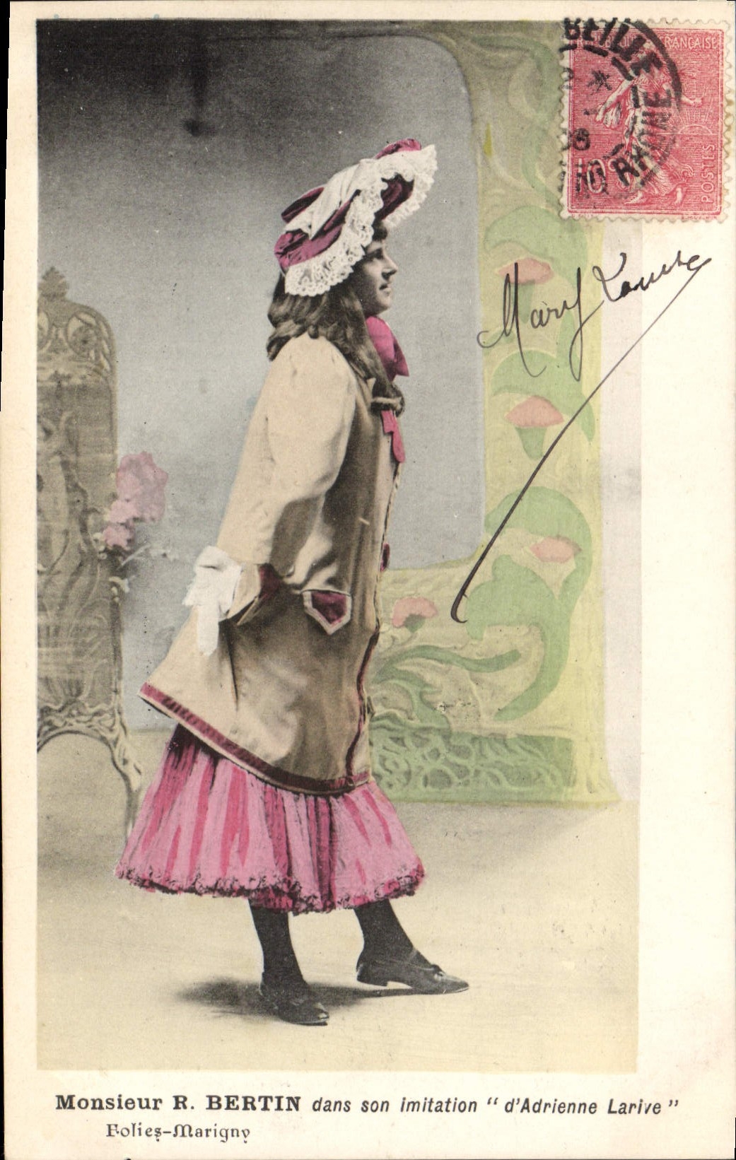 CPM Cinema Monsieur R Bertin dans son imitation d'Adrienne Larive