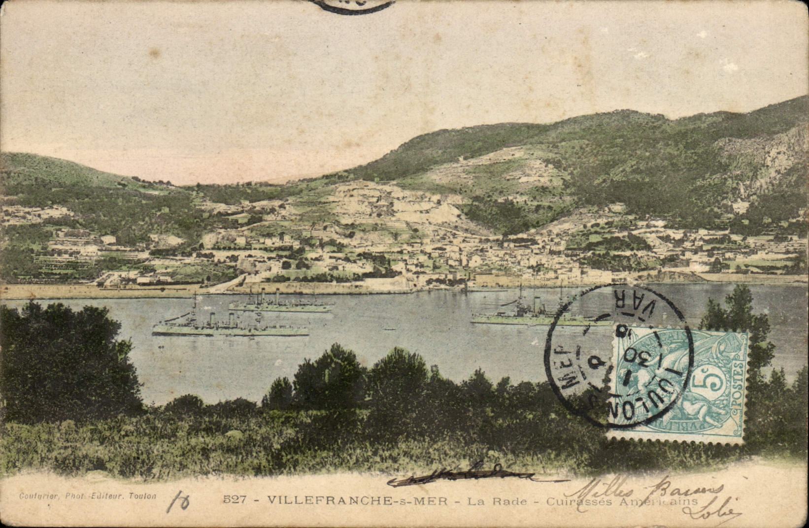 VINTAGE POSTCARD Villefranche On Sea the Roads Armours American Boats