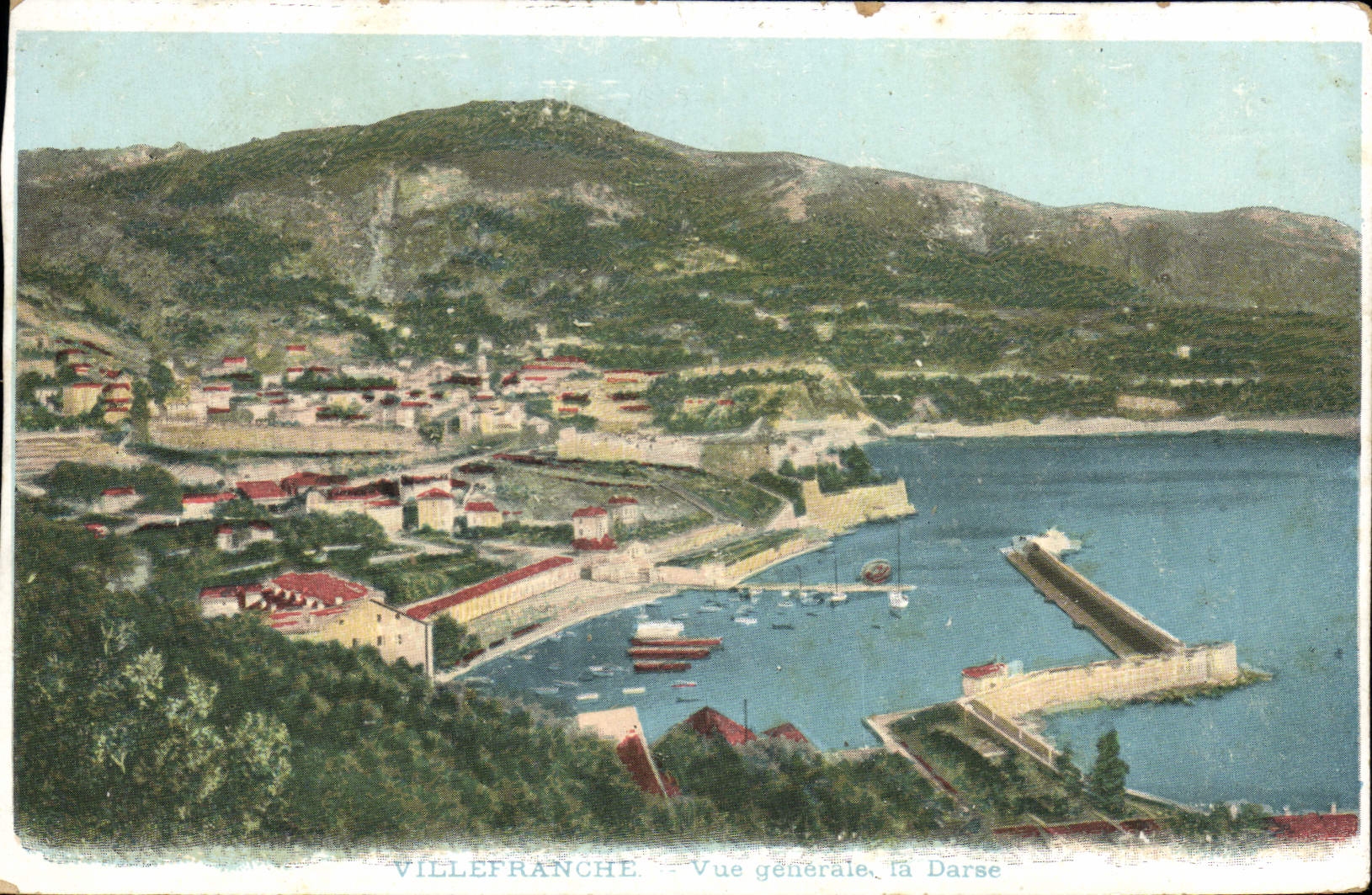 VINTAGE POSTCARD Villefranche View the Wet dock