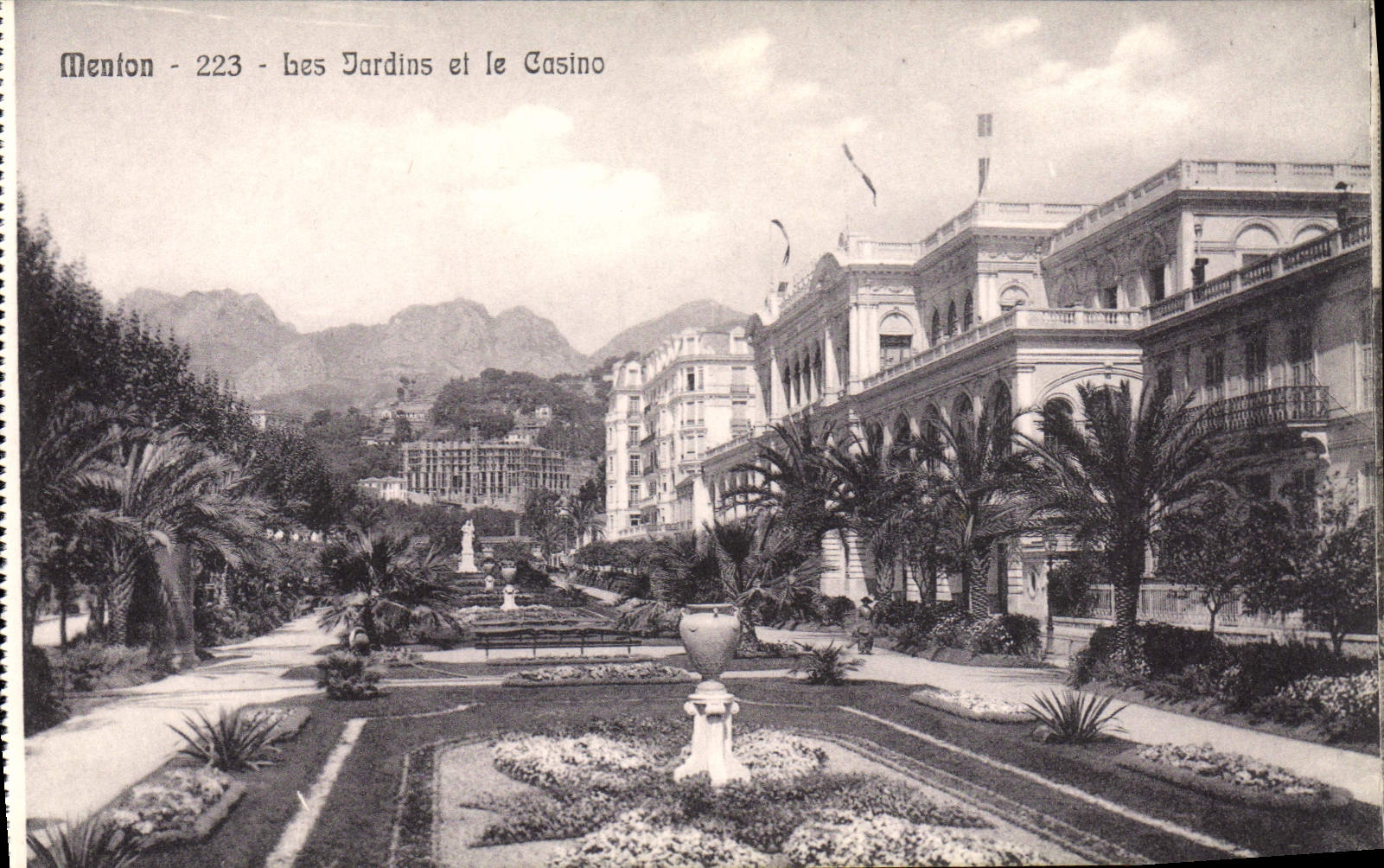 VINTAGE POSTCARD Menton Gardens and the Casino