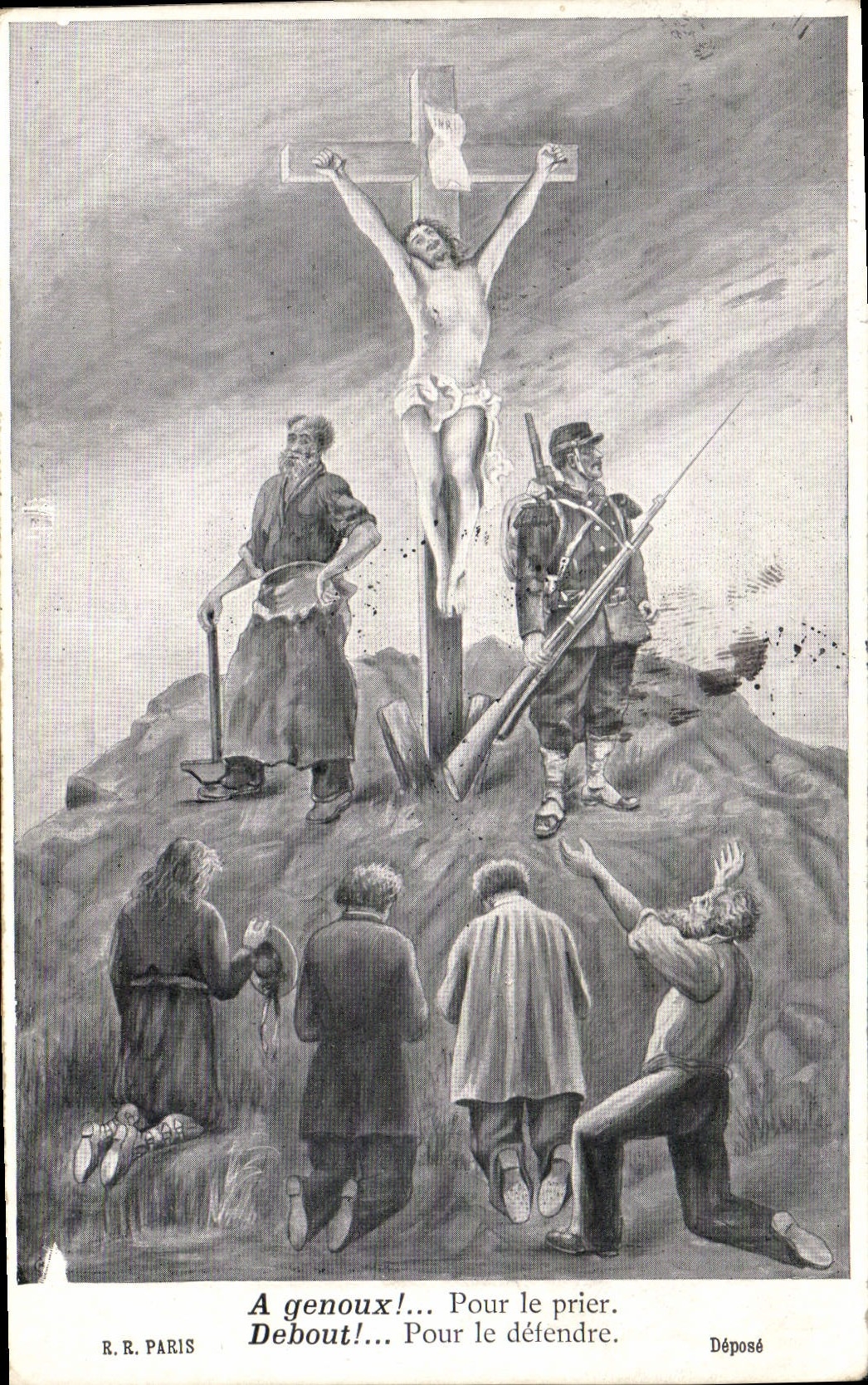 CPA A genoux Christ 