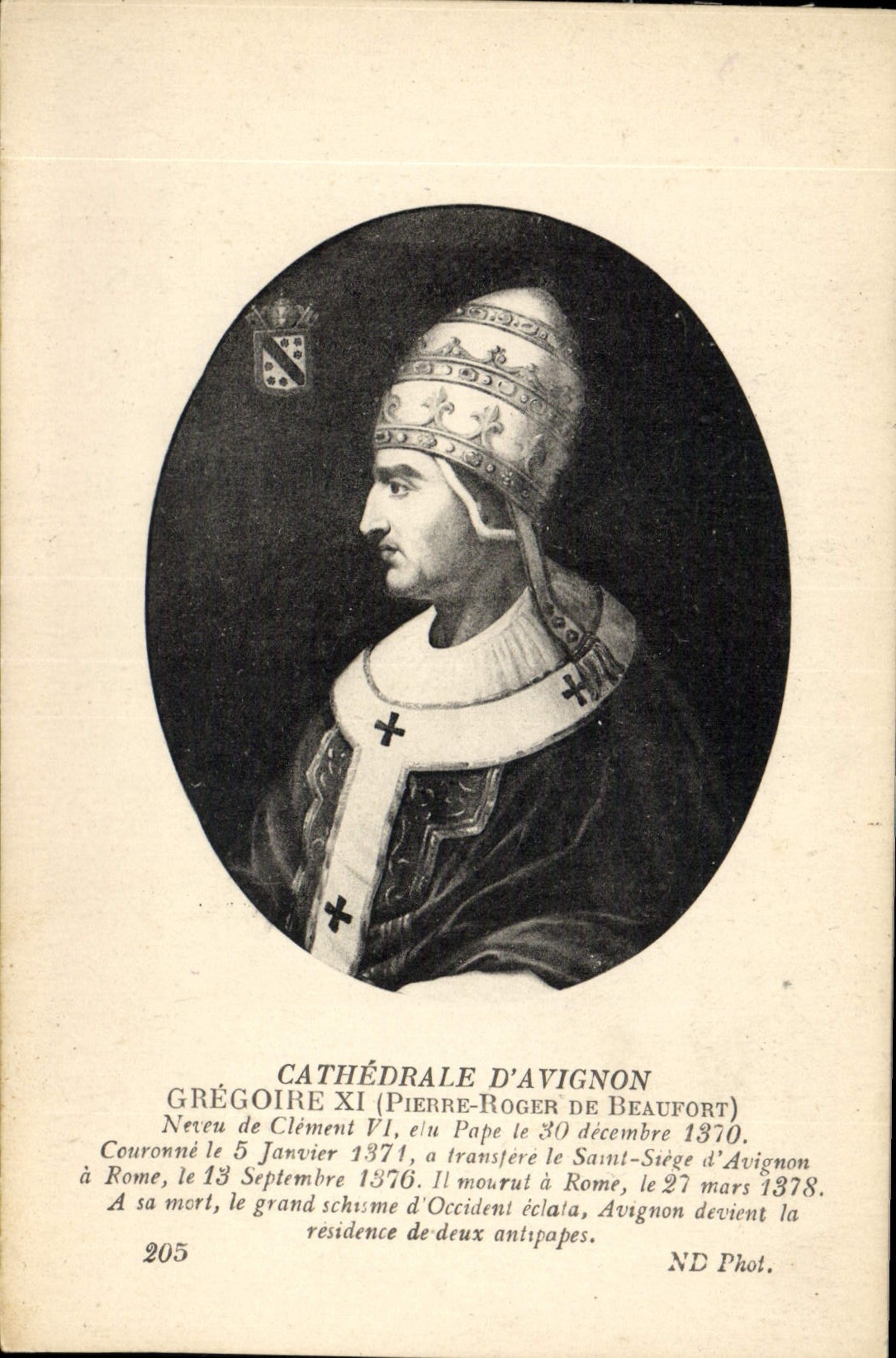 VINTAGE POSTCARD Cathedral of Avignon Gregoire XI Pierre-Roger of Beaufort neveue of Clement VI Dad