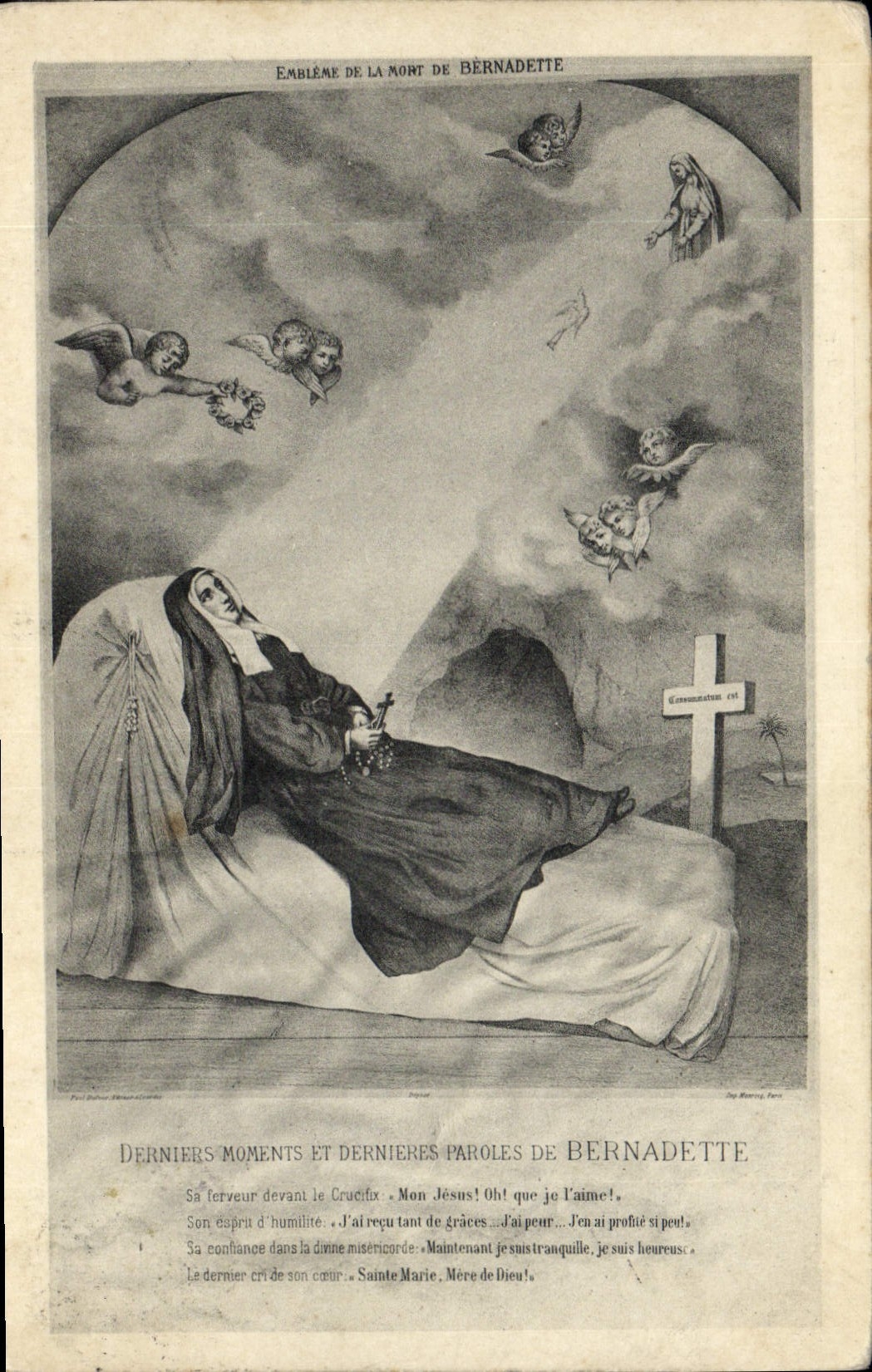 VINTAGE POSTCARD Last moments and last words of Bernadette