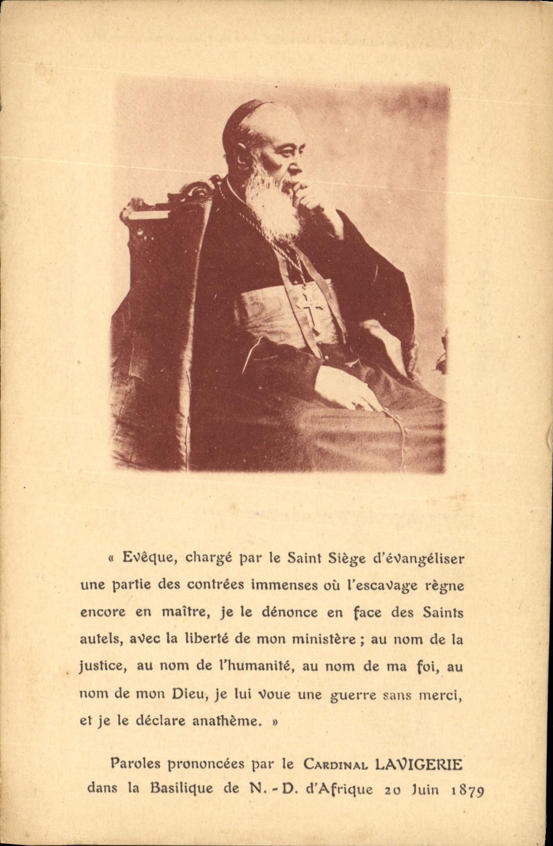 Obispo cardinal Lavigerie de la POSTAL de la VENDIMIA