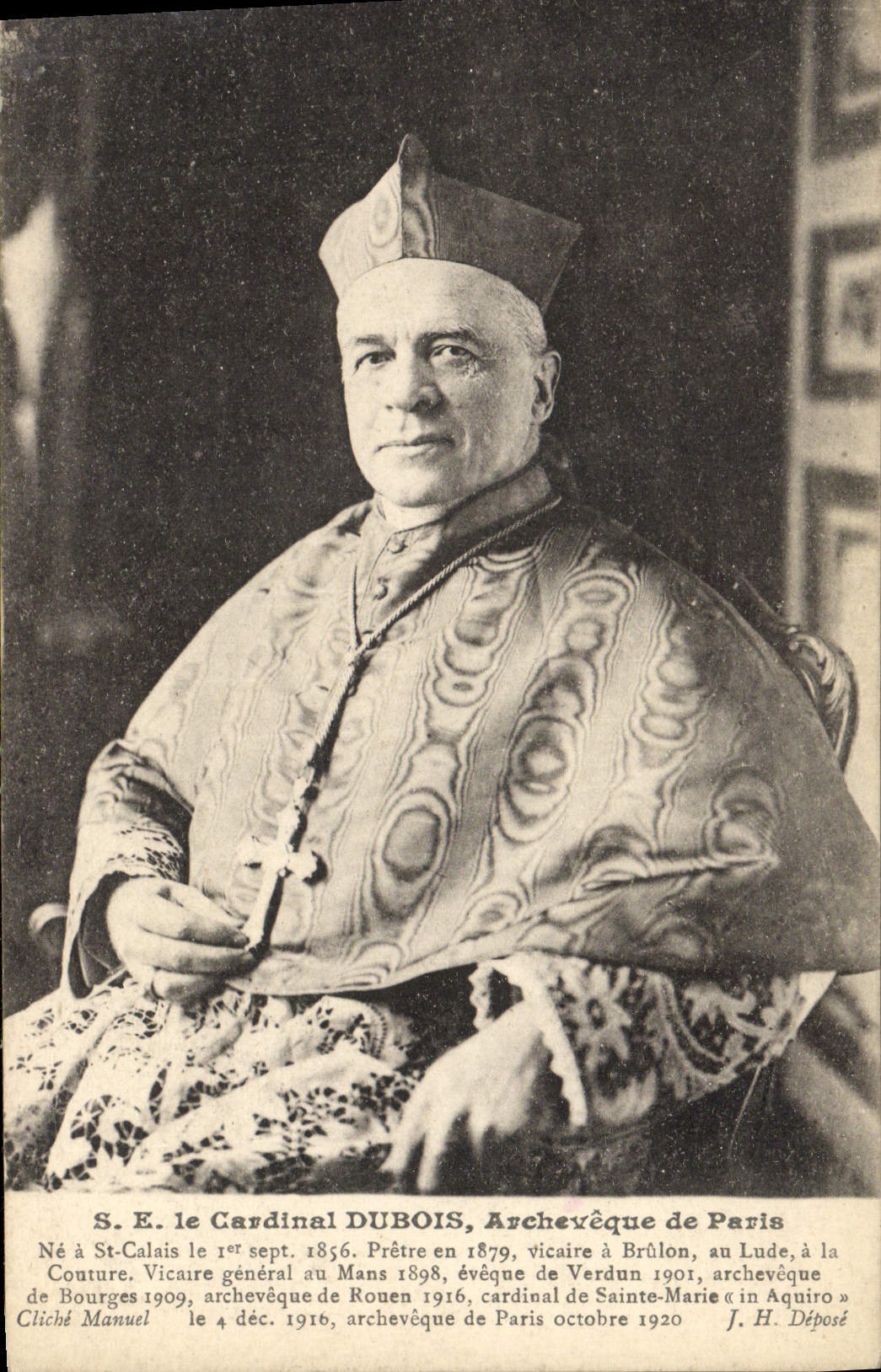 VINTAGE POSTCARD SE the cardinal Dubois Archeveque of Paris does not have St Calais