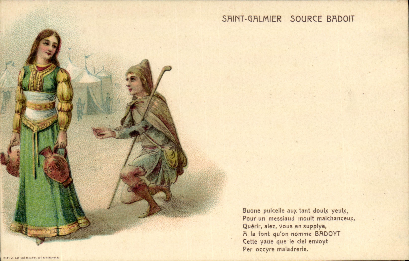 VINTAGE POSTCARD Holy Galmier Badoit Source