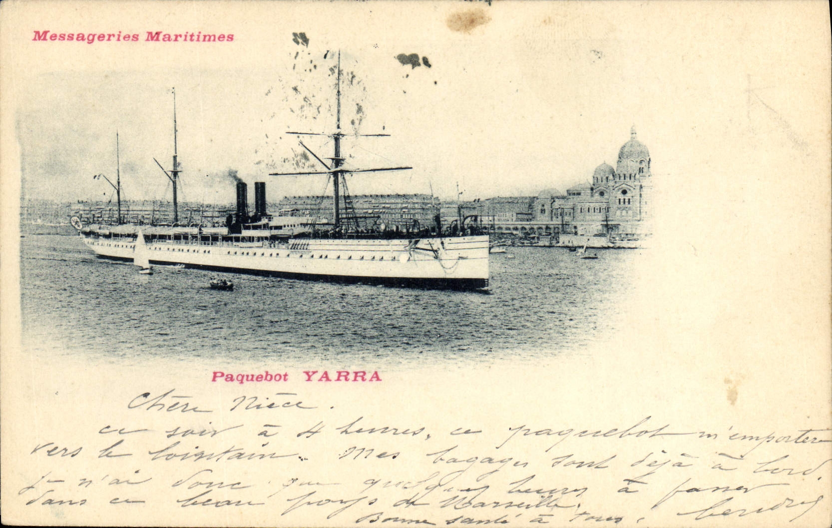VINTAGE POSTCARD Boat Steamer Yarra Maritime Transport