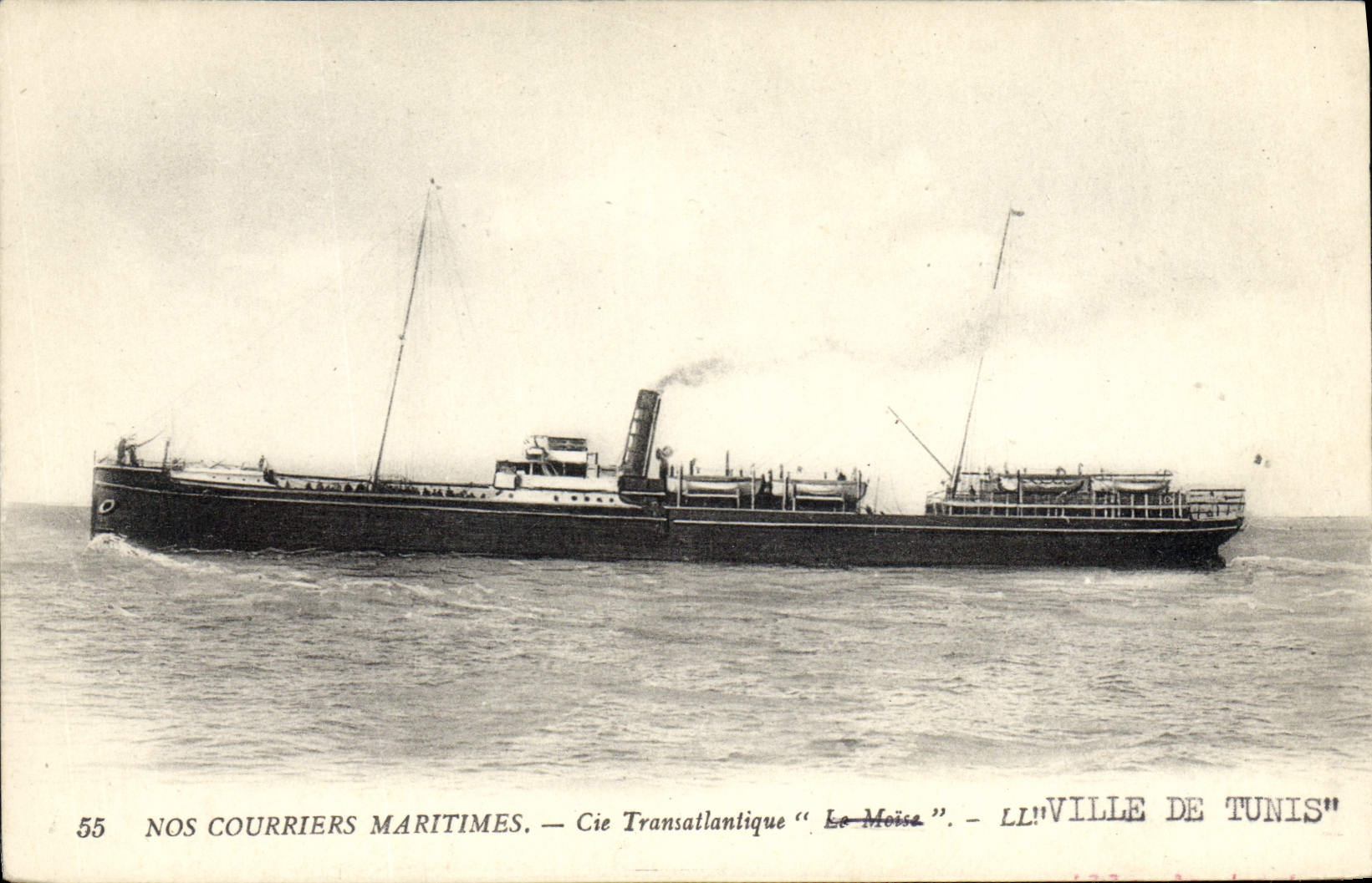 CPA Bateau Paquebot Nos courriers maritimes Cie Transatlantique Ville de Tunis 