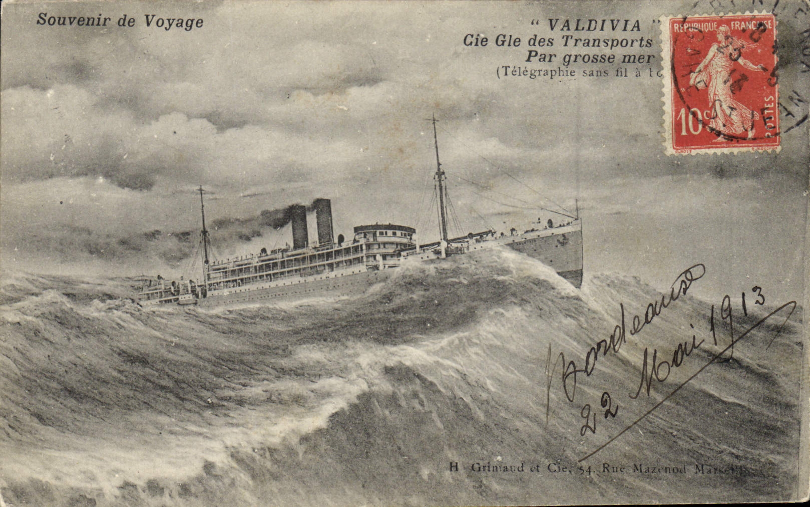 VINTAGE POSTCARD Boat Steamer Valdivia Co Gle of the maritime transport