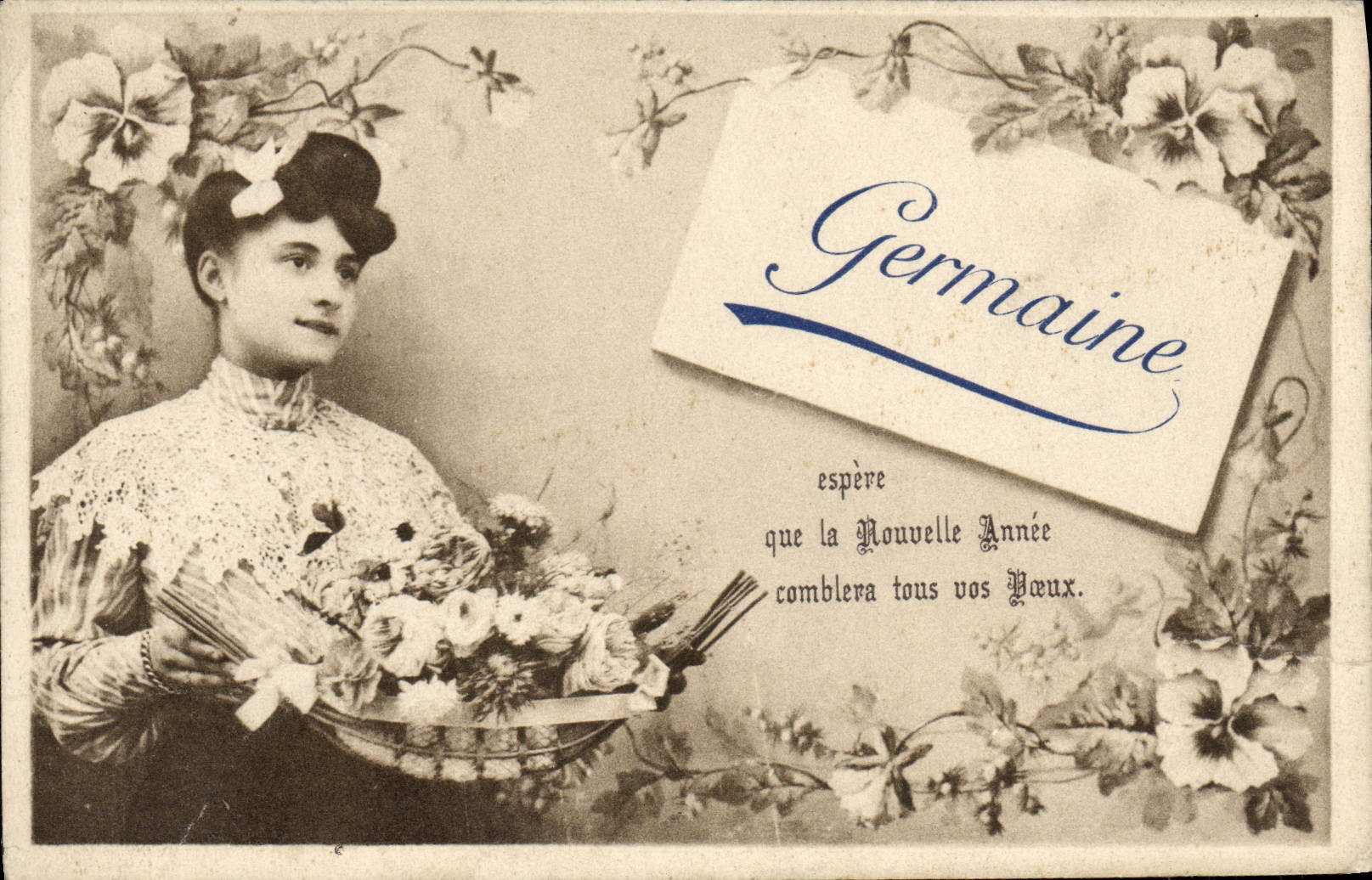 VINTAGE POSTCARD Germaine First name