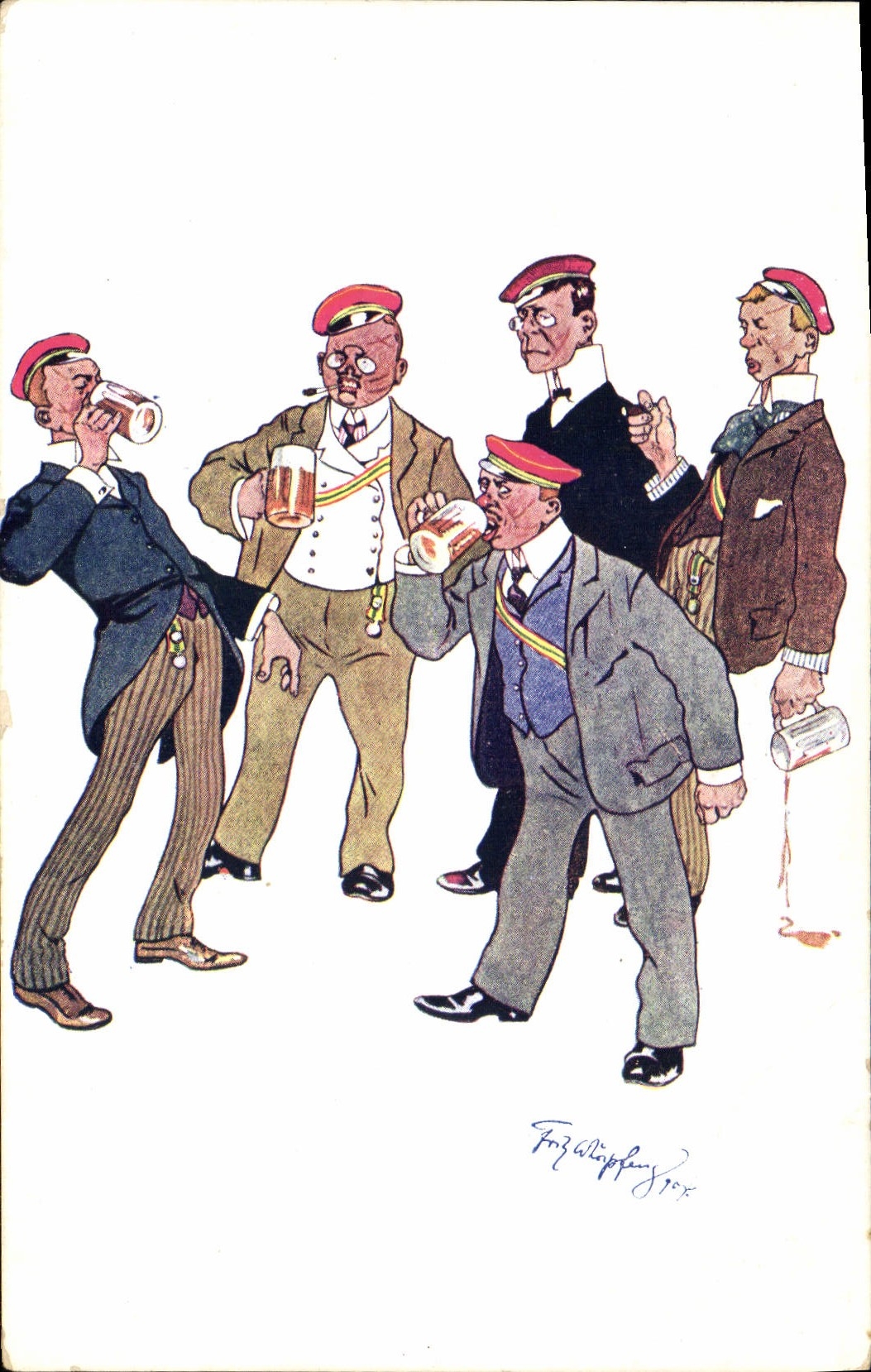 VINTAGE POSTCARD Fantasy Illustrator Beer