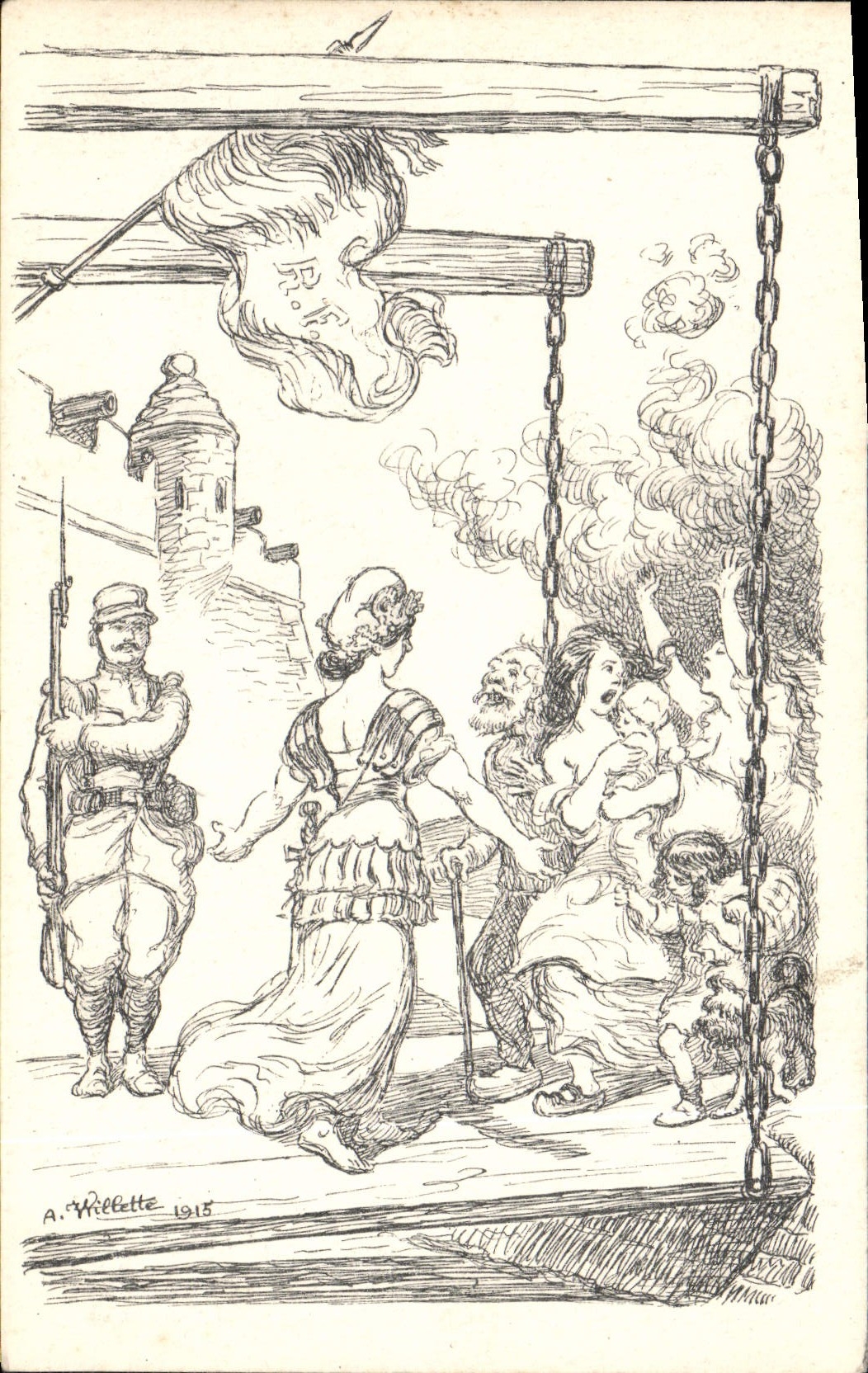 VINTAGE POSTCARD Fantasy Illustrator Marianne Militaria Willette