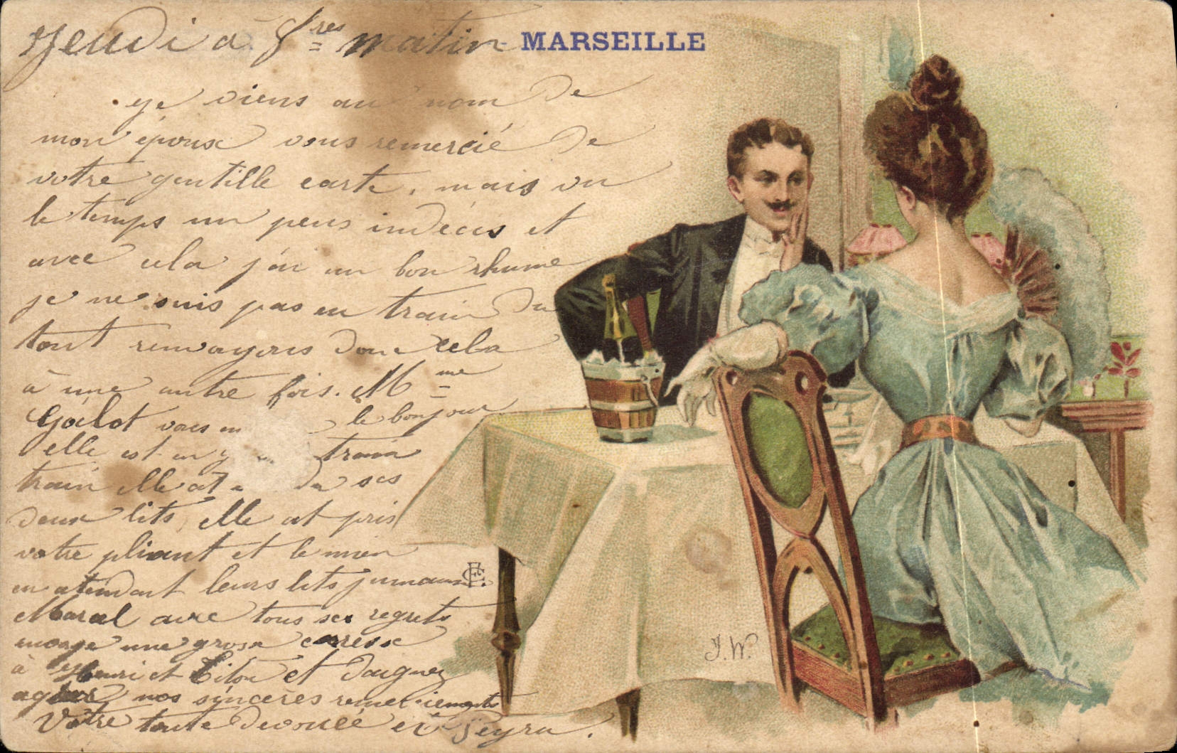 VINTAGE POSTCARD Fantasy Illustrator Marseilles Woman