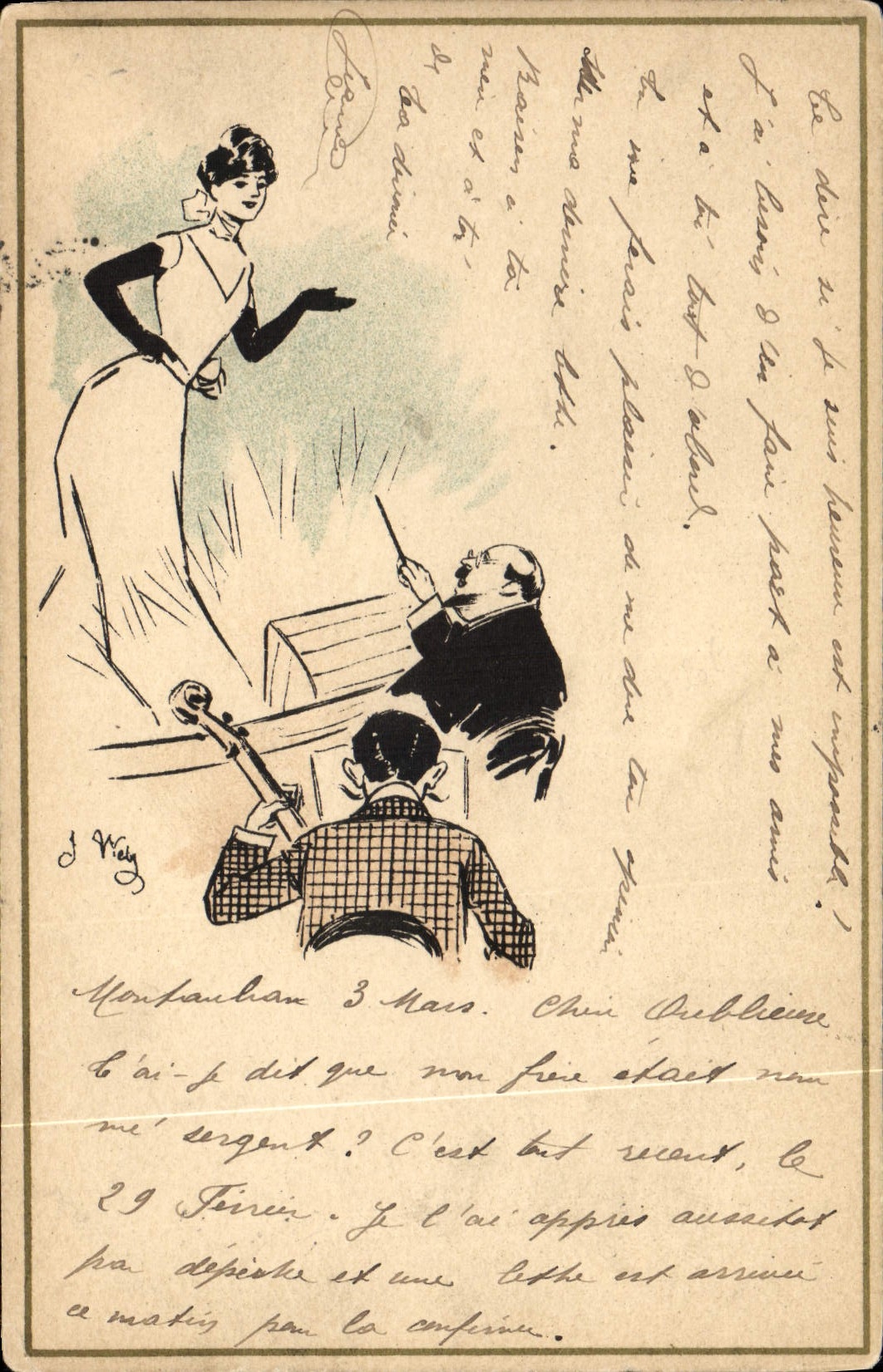 CPA Fantaisie Illustrateur Femme Orchestre