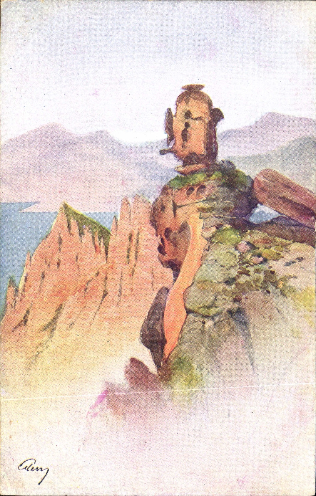 CPA Fantaisie Illustrateur Paysage