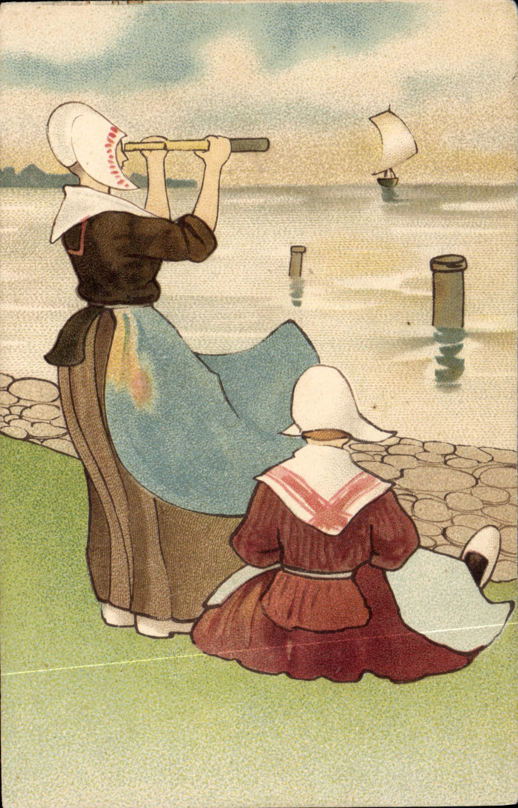 CPA Fantaisie Illustrateur Femme Enfant Pays-Bas Folklore