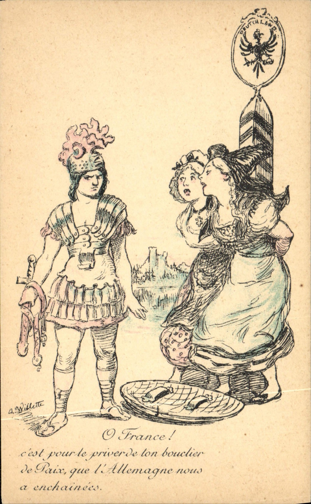 CPA Fantaisie Illustrateur France Alsace Lorraine Willette