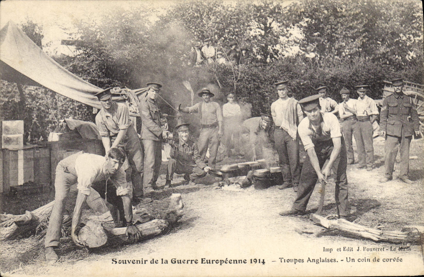 Tropas inglesas de Militaria de la POSTAL de la VENDIMIA una esquina de la servidumbre