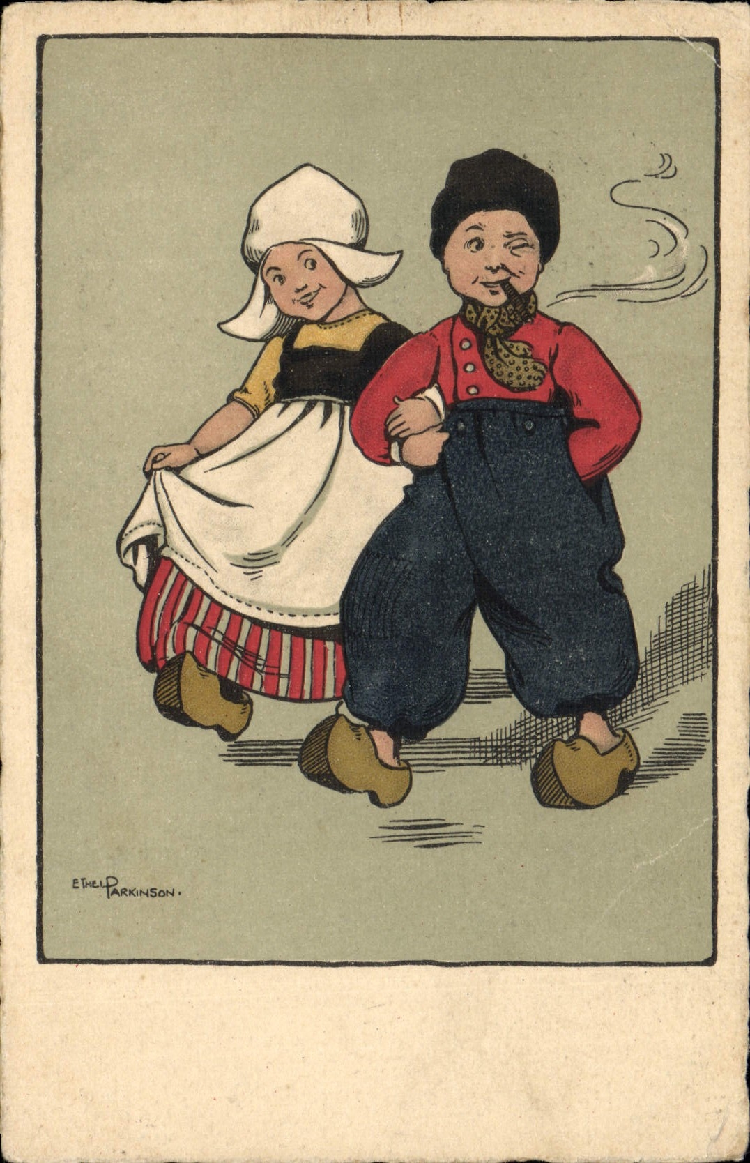 CPA Fantaisie Illustrateur Enfants Parkinson Pipe Tabac 