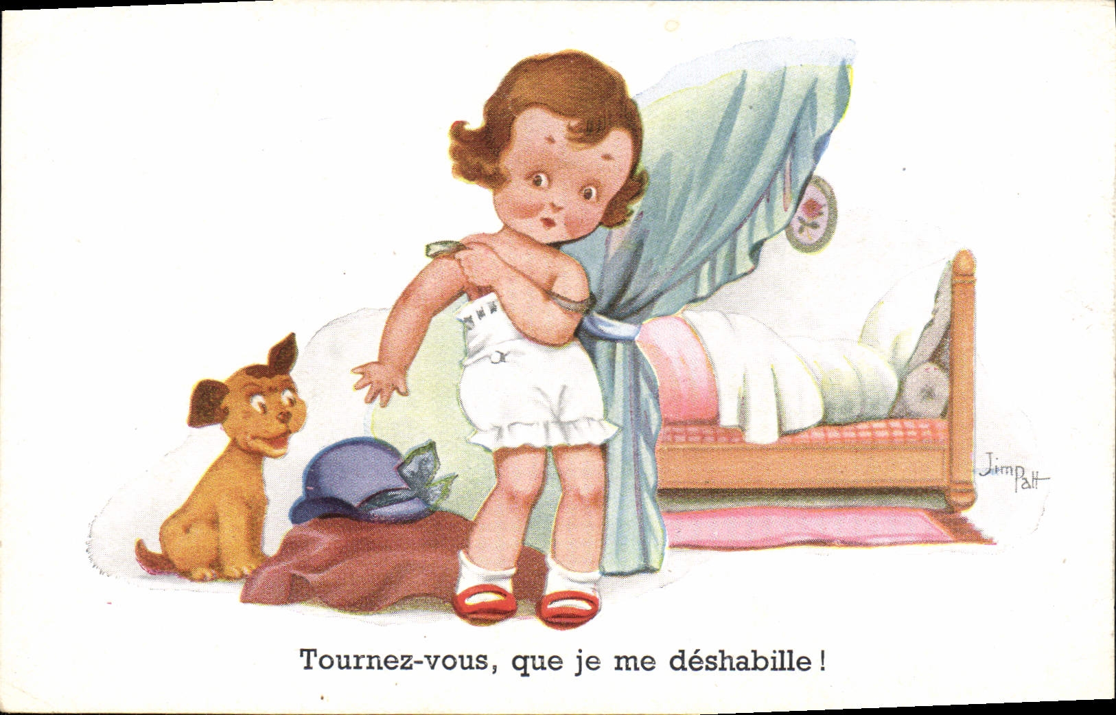 CPA Fantaisie Illustrateur Jim Patt Enfant Chien