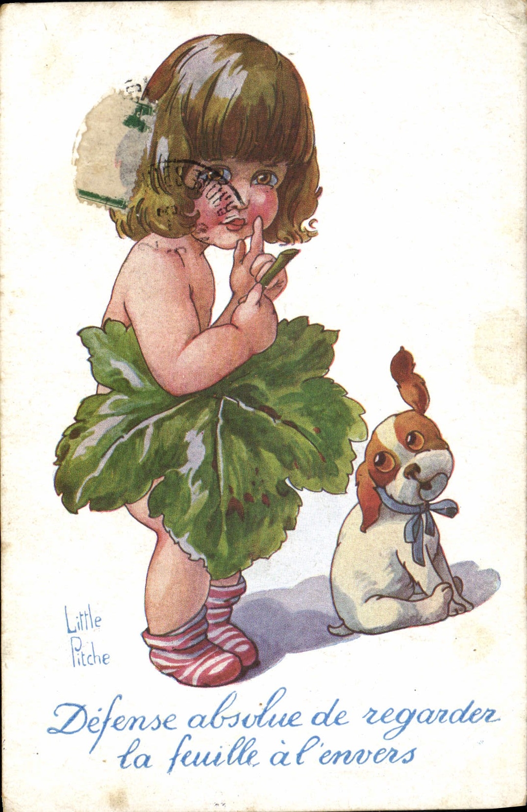CPA Fantaisie Illustrateur Little Pitche Enfant Chien 