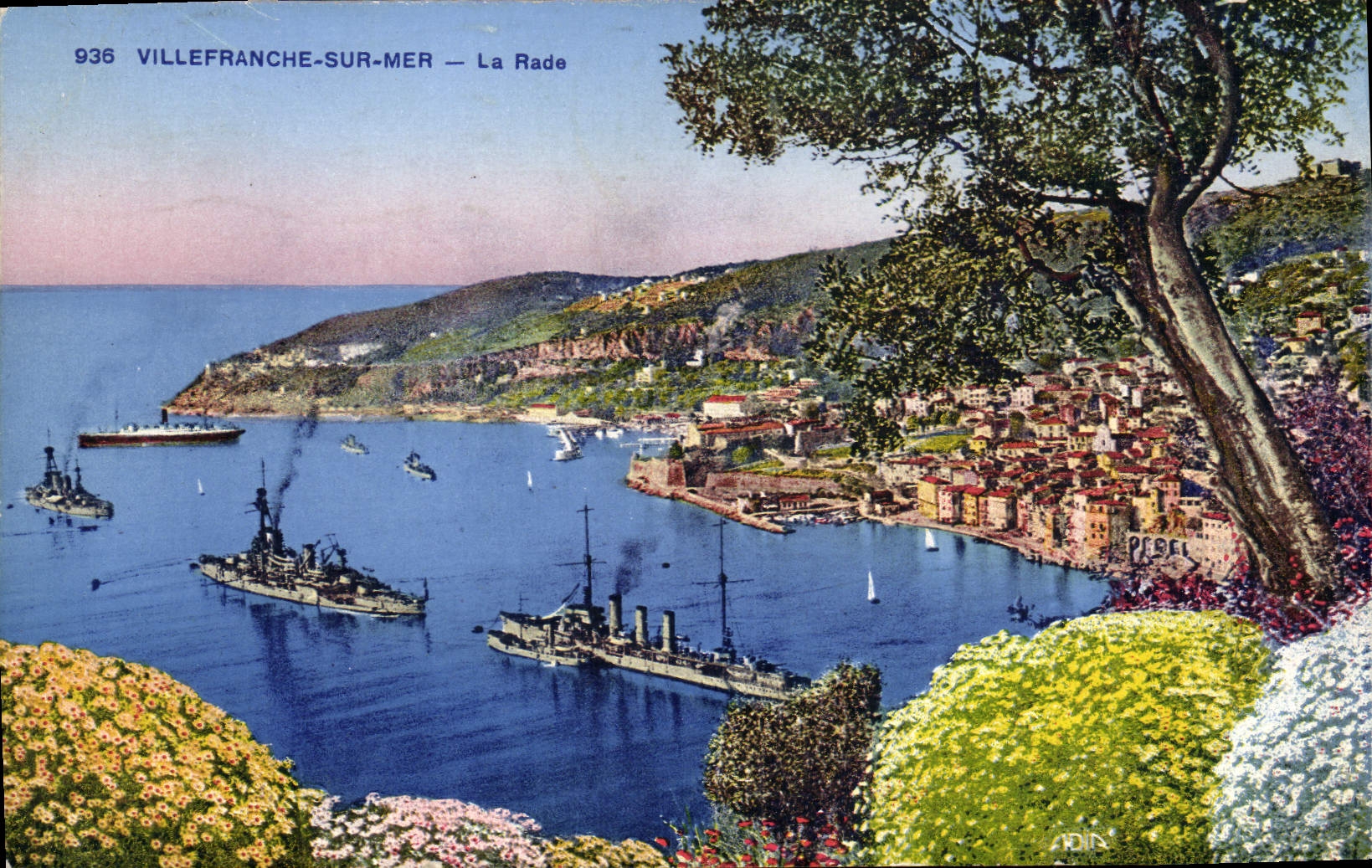VINTAGE POSTCARD Villefranche On Sea the Roads Boats