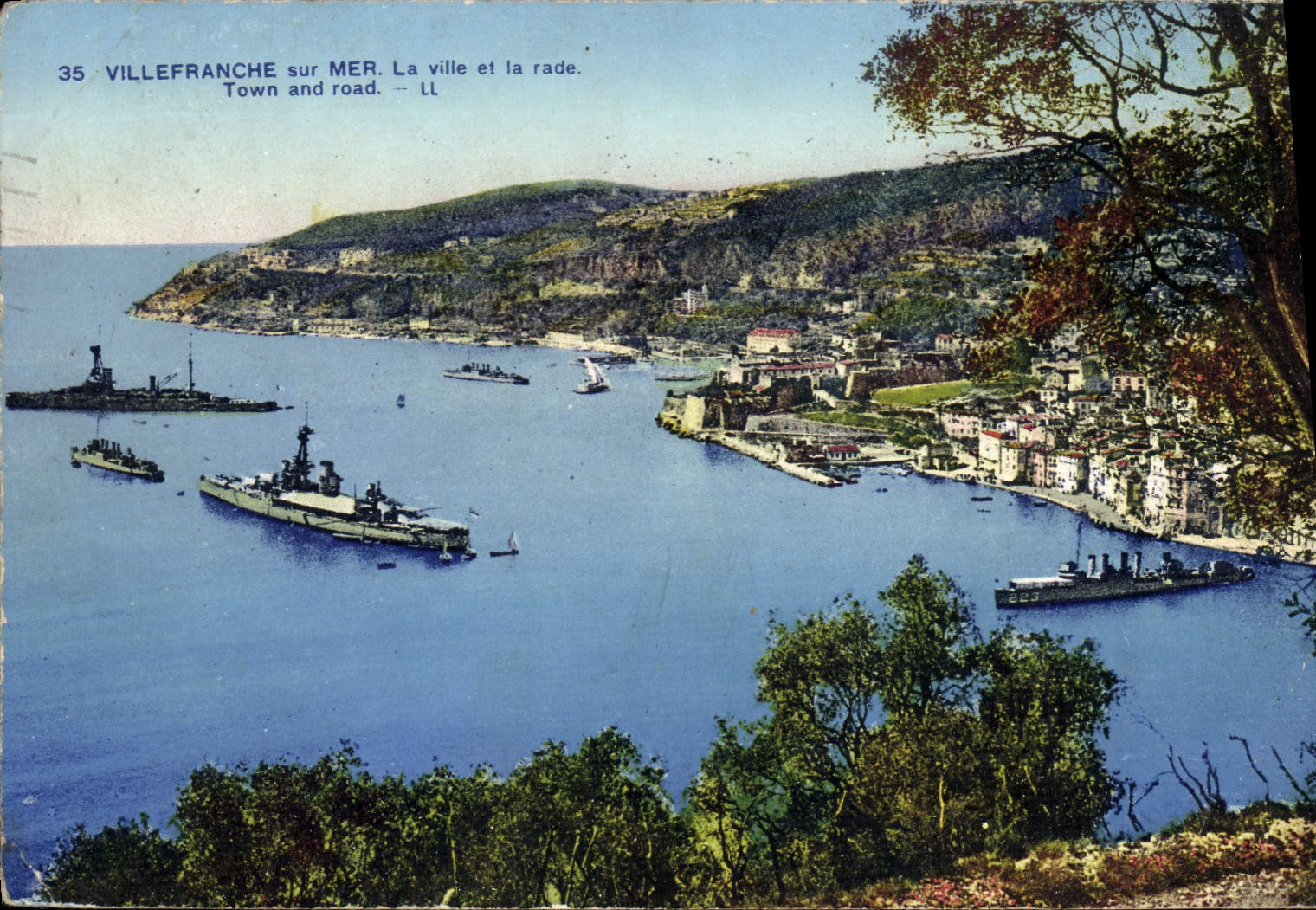 VINTAGE POSTCARD Villefranche On Sea the City and the Roads Boats
