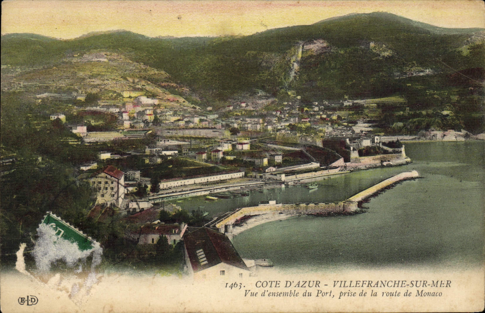 CPA Villefranche Sur Mer Vue d'ensemble du Port prise de la route de Monaco