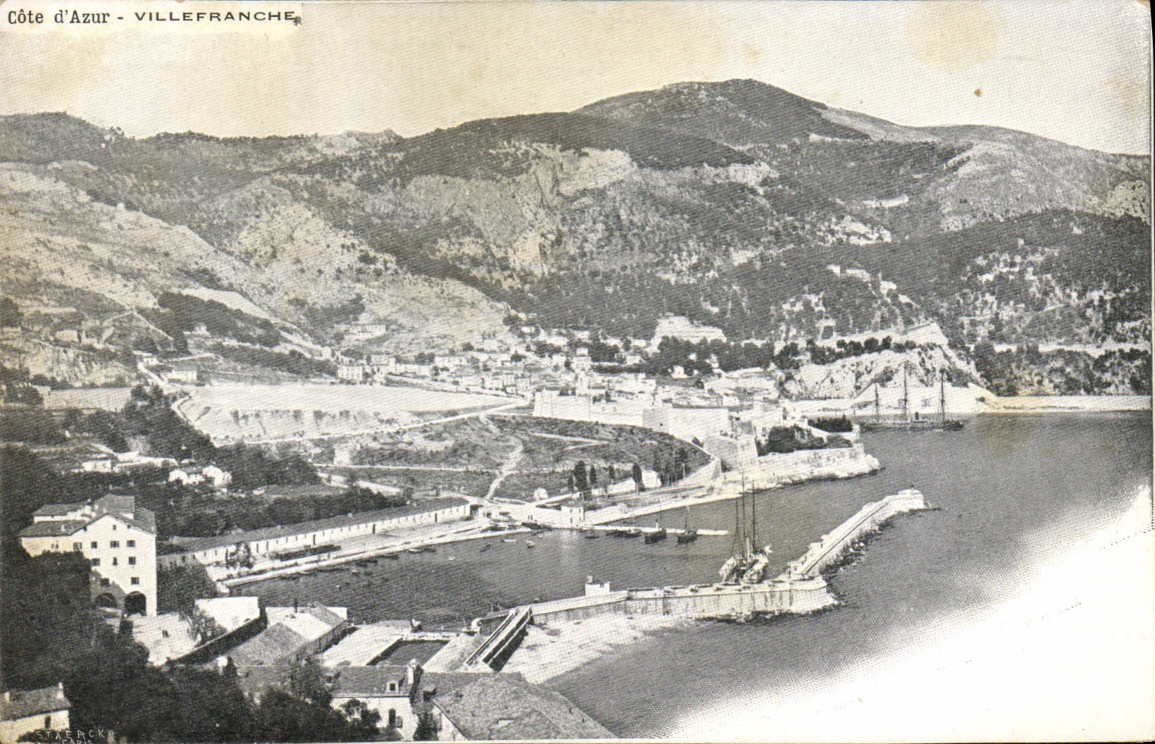 VINTAGE POSTCARD Villefranche On Overall picture Sea of the Port