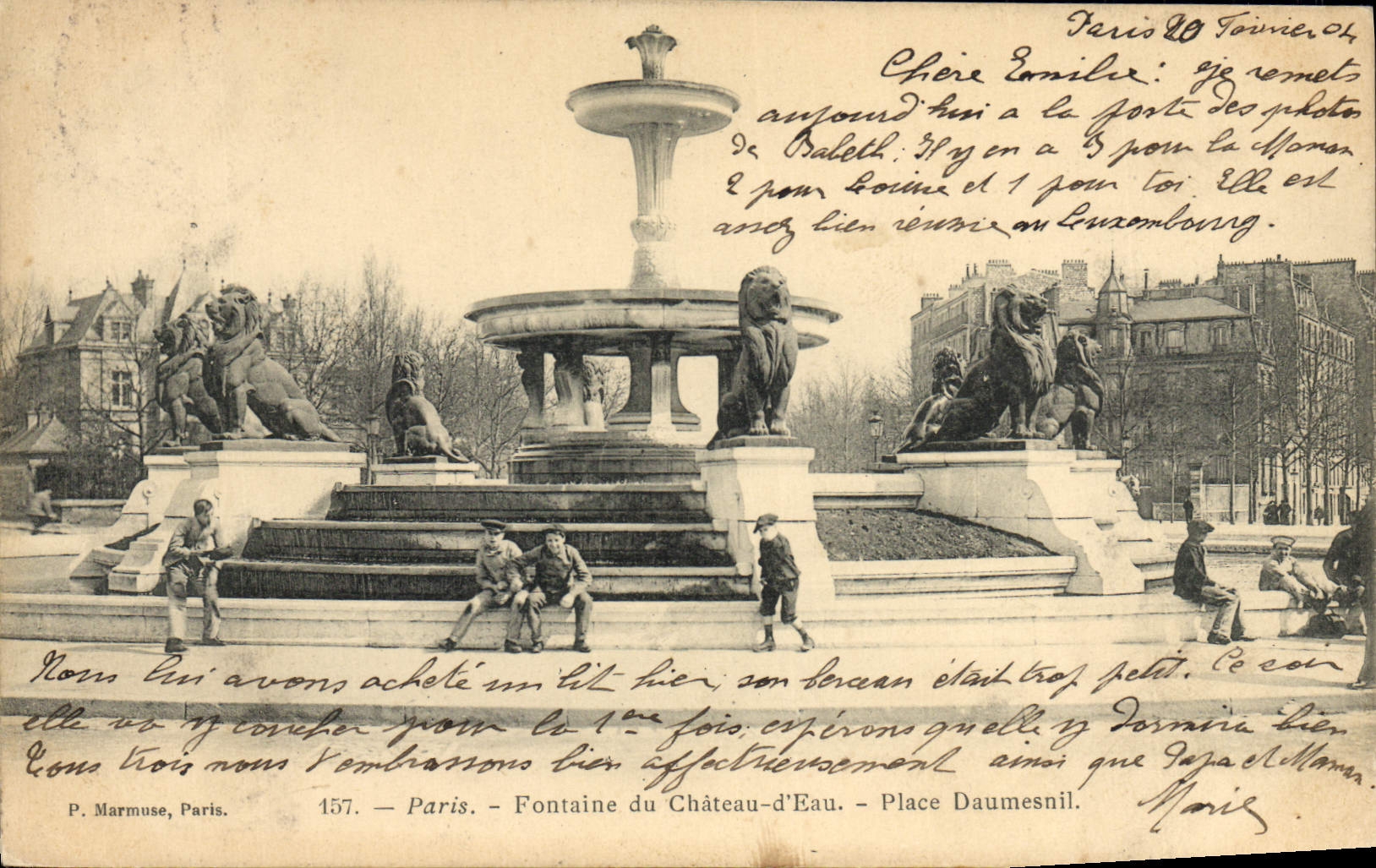 VINTAGE POSTCARD Paris Fontaine of the Water Tower Places Daumesnil