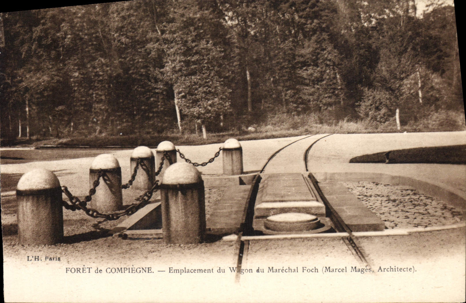 Taladro de la POSTAL de la VENDIMIA del sitio de Compiegne del coche del mariscal de Foch