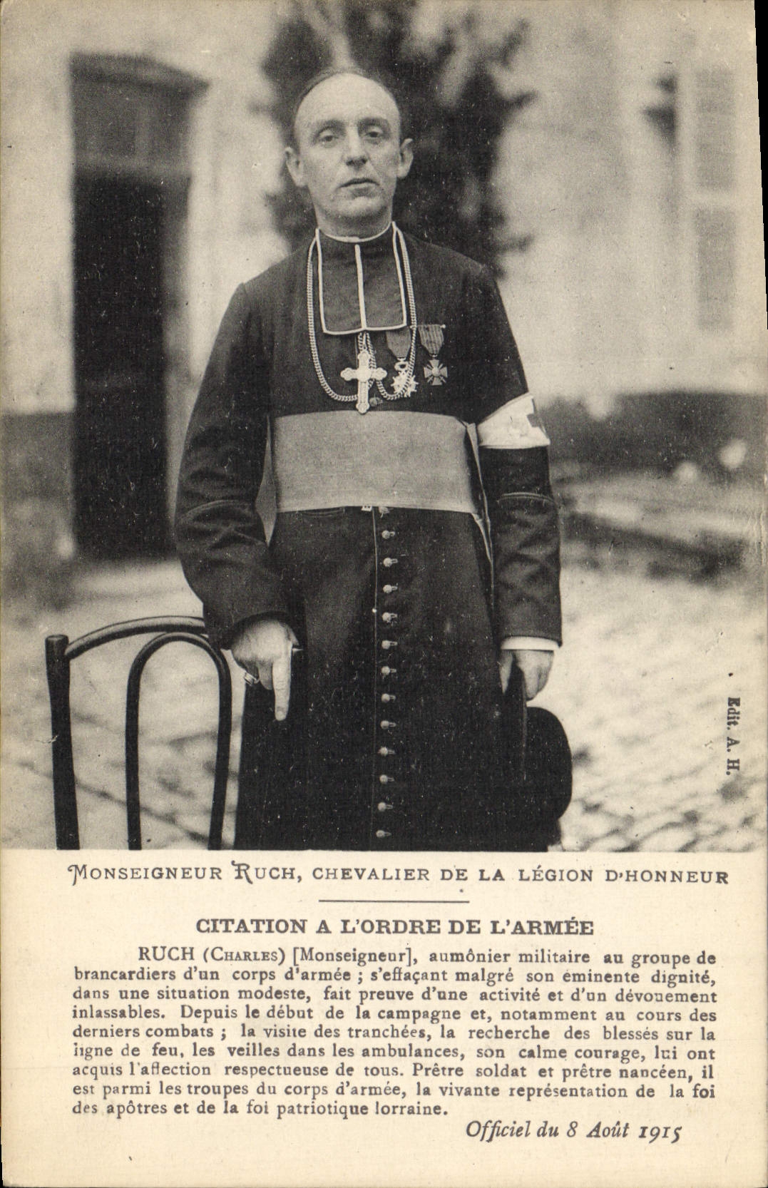 VINTAGE POSTCARD Monseigneur Ruch Chevalier of the Legion of Honor Chaplain military