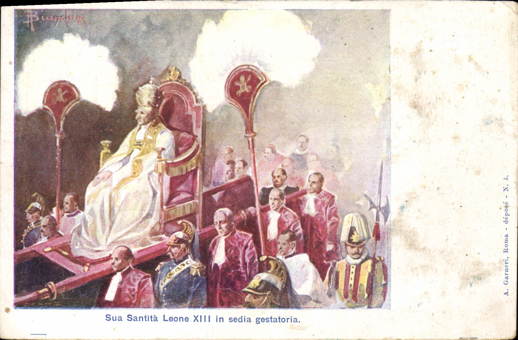 CPA Sua Santita Leone XIII in sedia gestaroria