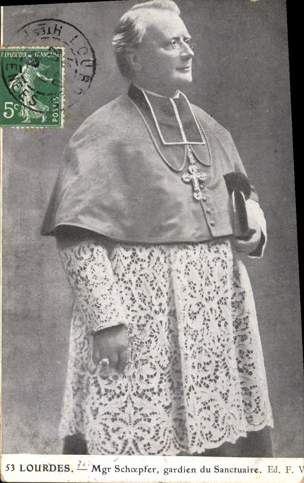CPA Lourdes Mgr Schoepfer gardin du sanctuaire 
