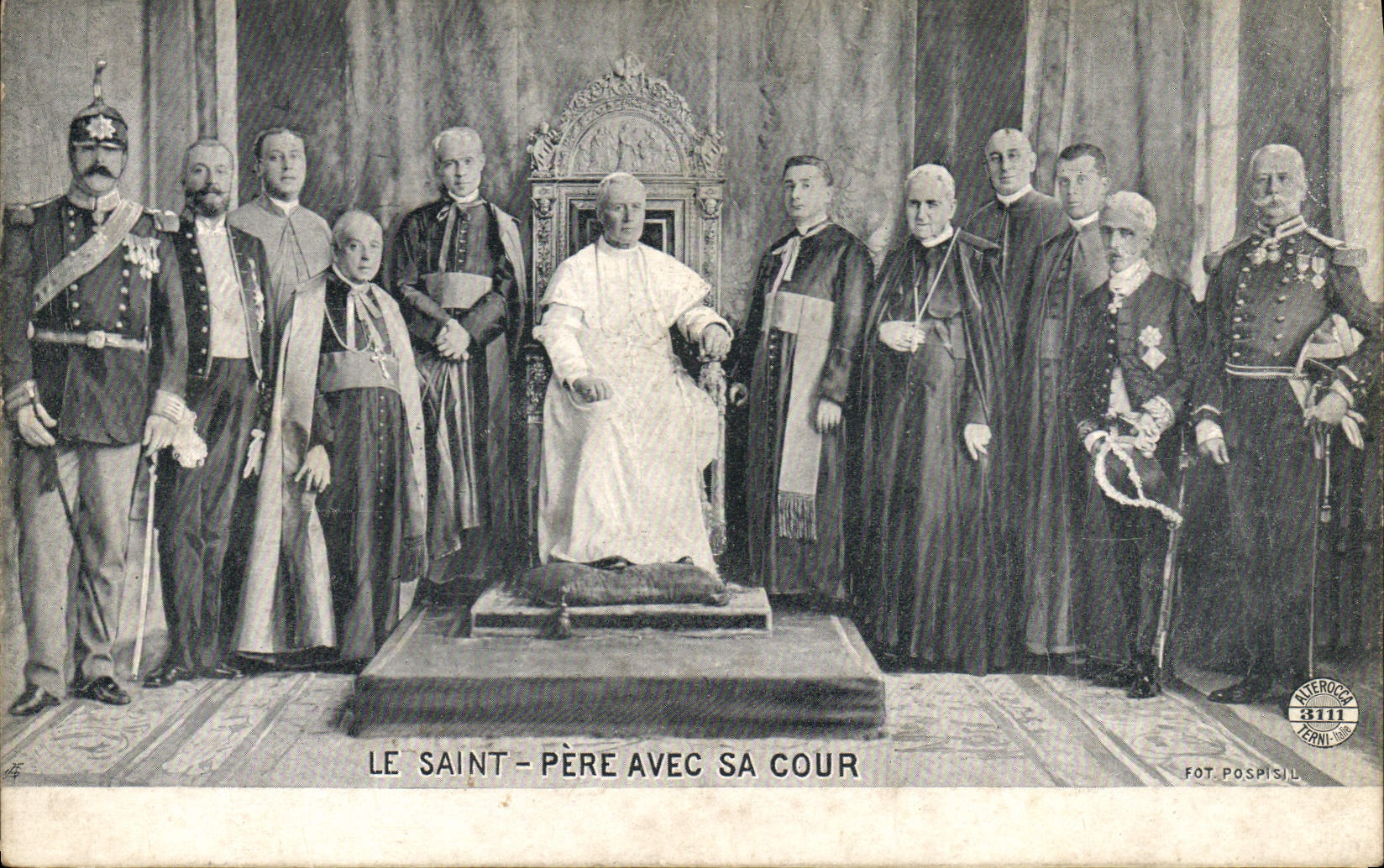 VINTAGE POSTCARD Pope the Saint Father with his court