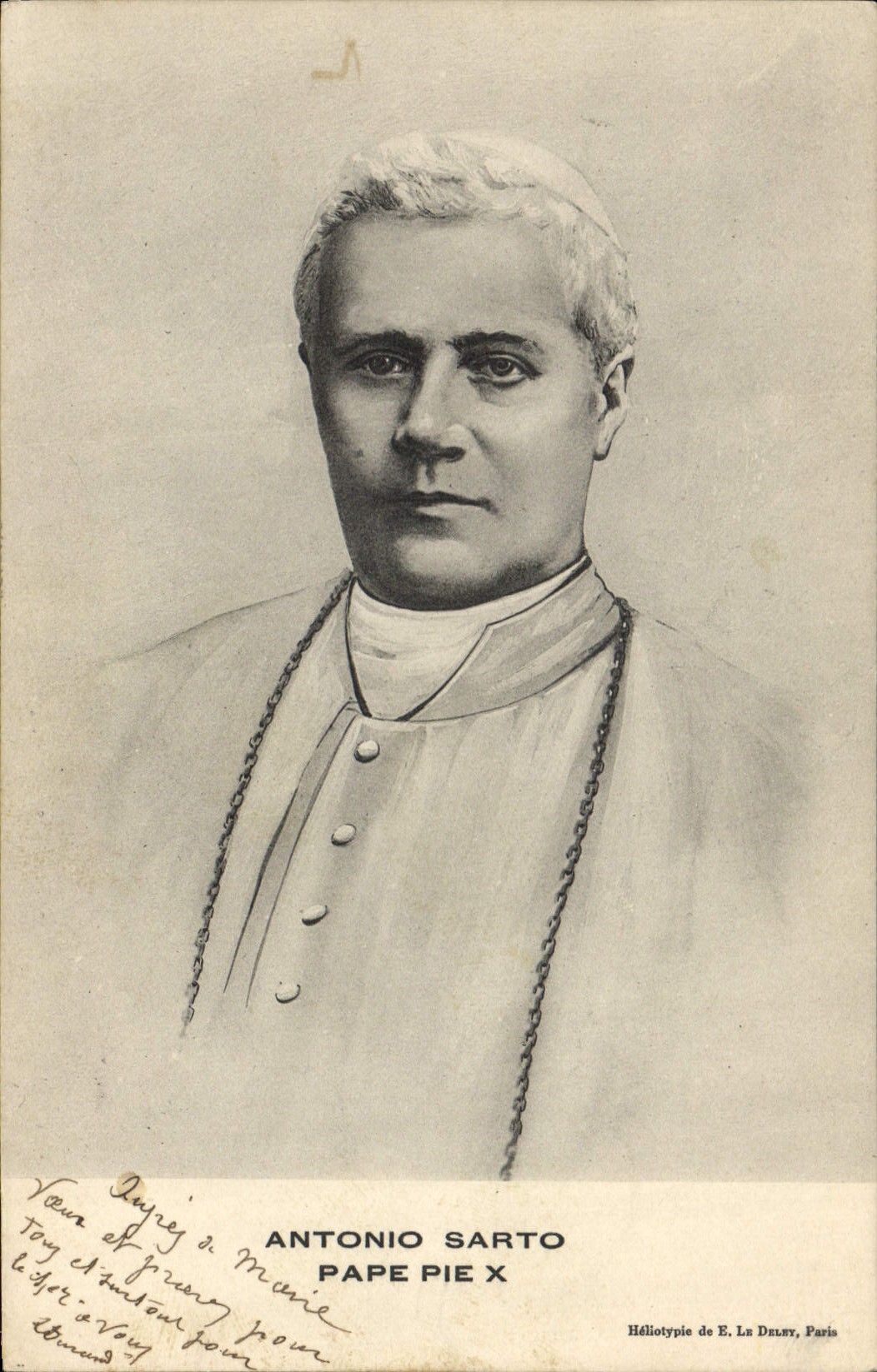 VINTAGE POSTCARD Antonio Sarto Black and white Pope X