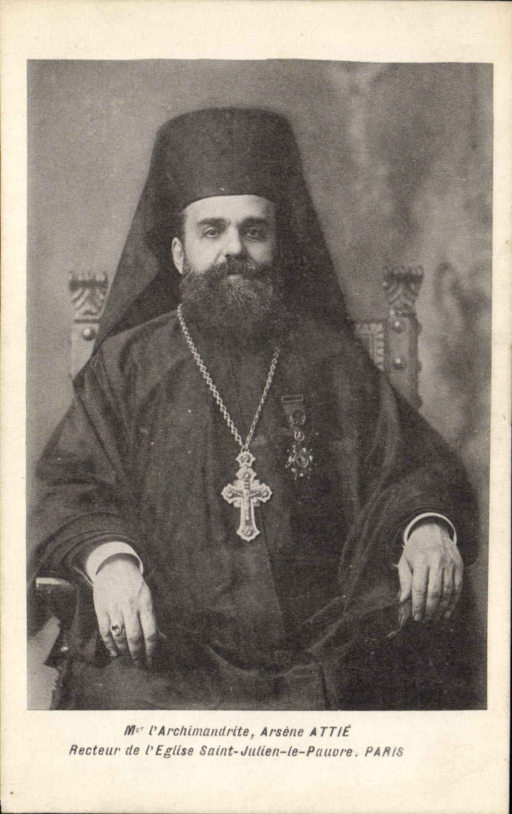 POSTAL Mgr de la VENDIMIA el Vice-chancellor santo de Arsene Attie del archimandrita de los pobres París de Julien de la iglesia