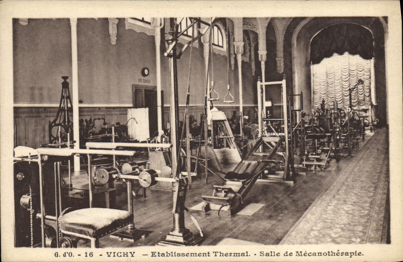 VINTAGE POSTCARD Hydrotherapy Vichy Hydropathic establishment Room of Mecanotherapie
