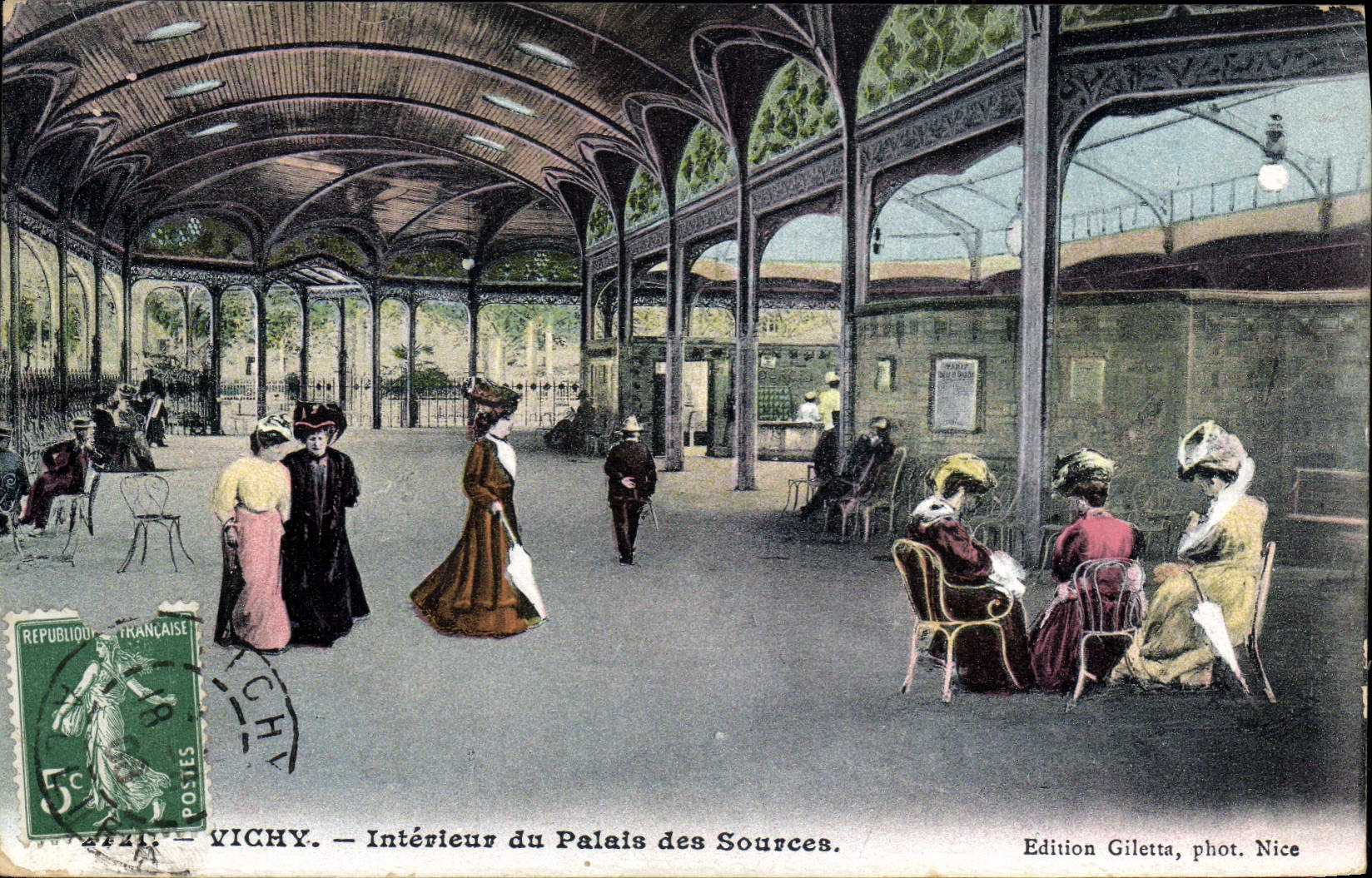 VINTAGE POSTCARD Interior Vichy Hydrotherapy of the palate of the Sources