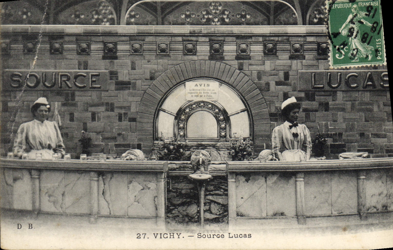 VINTAGE POSTCARD Hydrotherapy Vichy Lucas Source