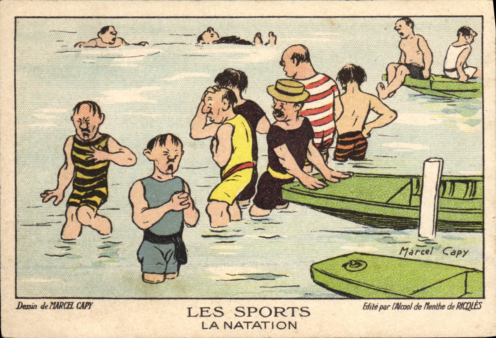 VINTAGE POSTCARD Ricqles swimming