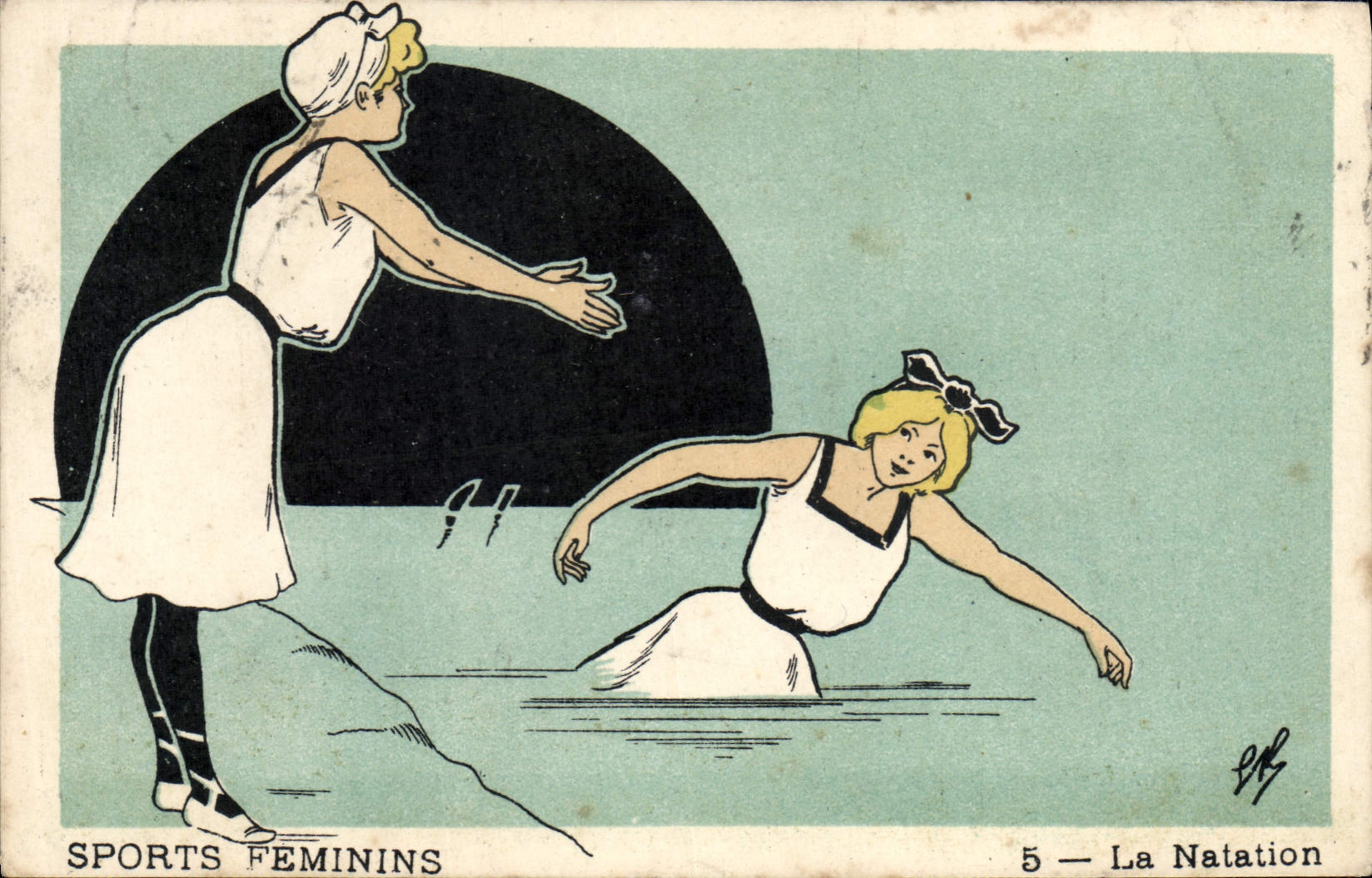 VINTAGE POSTCARD female sports swimming
