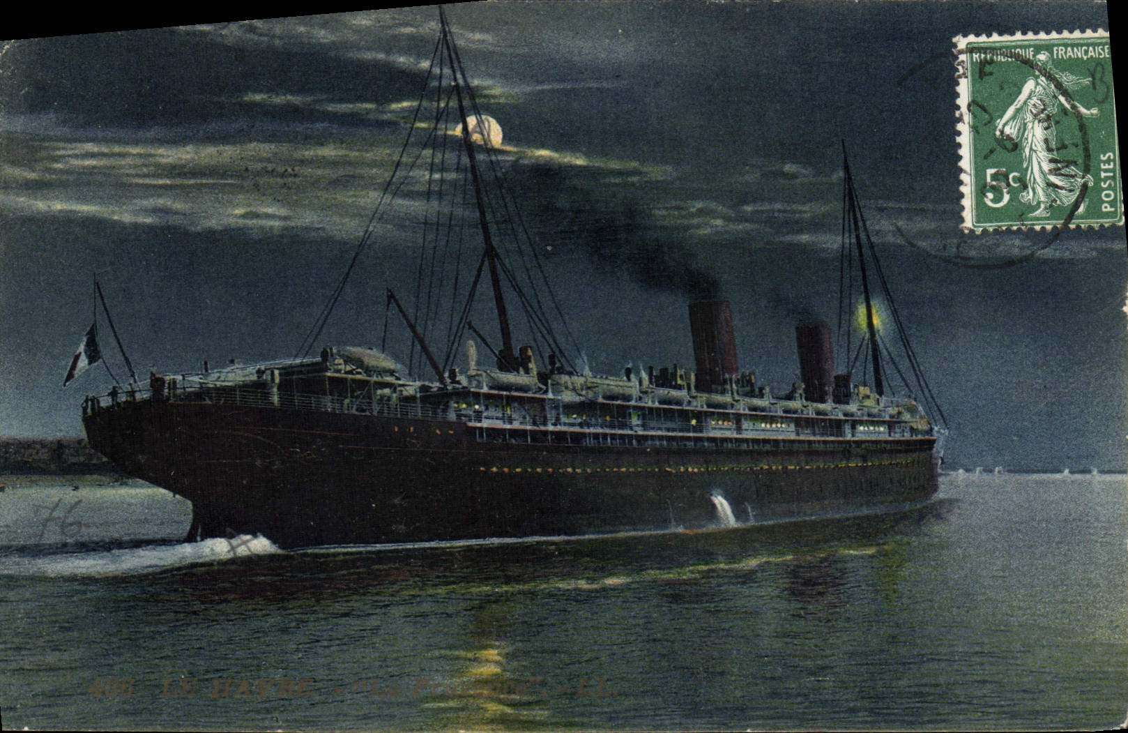 VINTAGE POSTCARD Boat Steamer Le Havre Provence