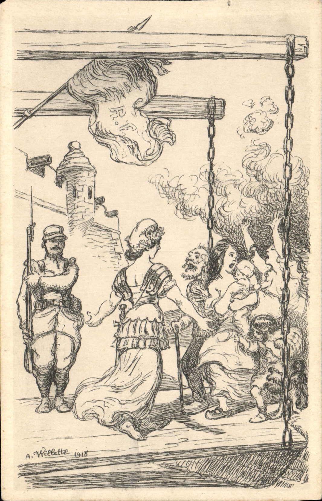 VINTAGE POSTCARD Fantasy Illustrator Willette Marianne Militaria